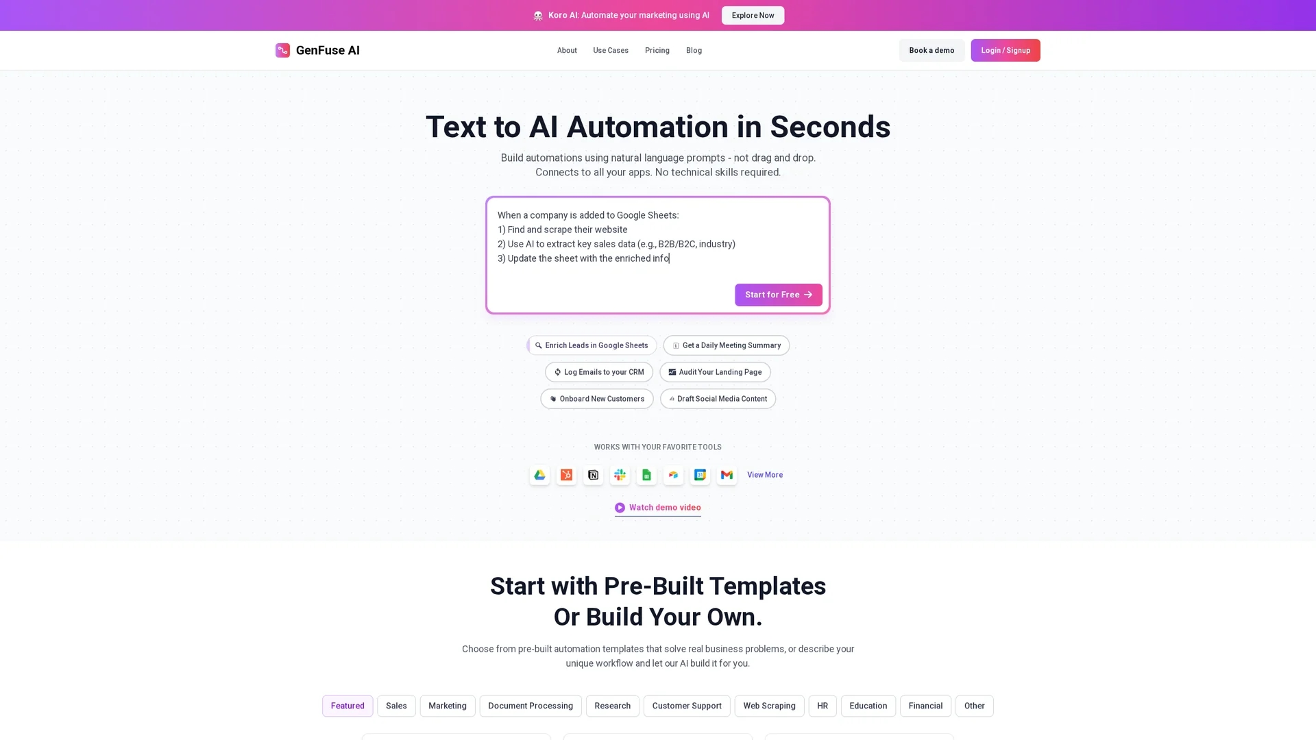 genfuse-ai homepage