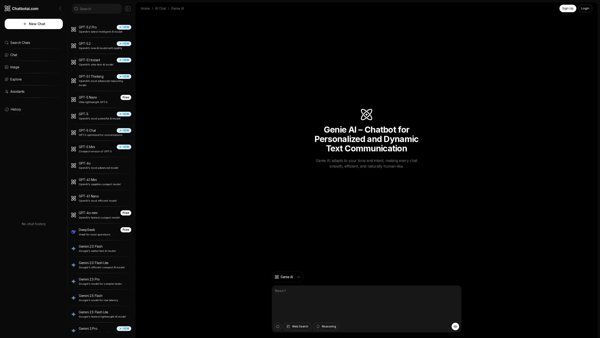 genie-ai homepage