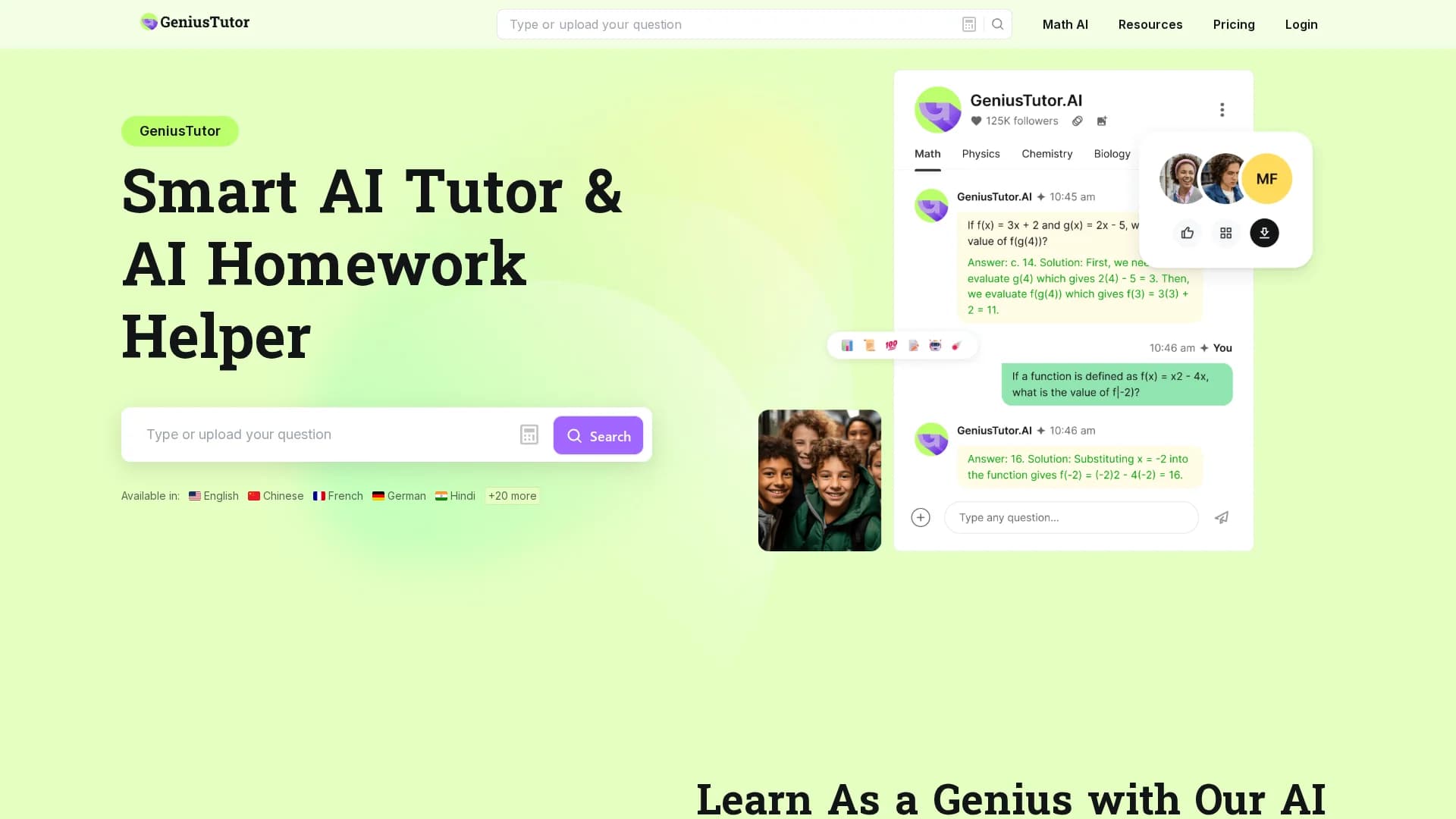geniustutor-ai homepage
