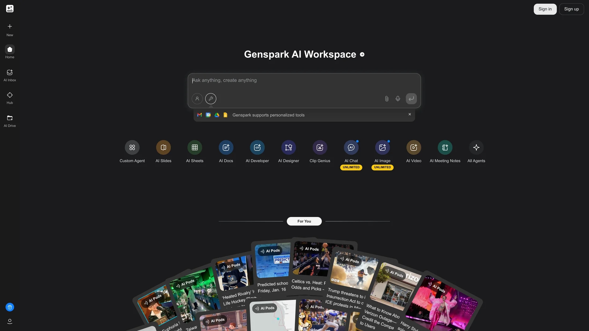 genspark-ai homepage