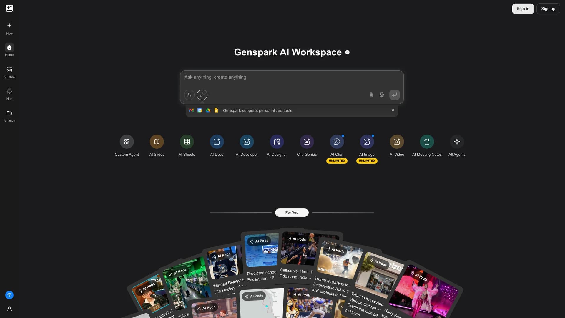genspark-ai homepage