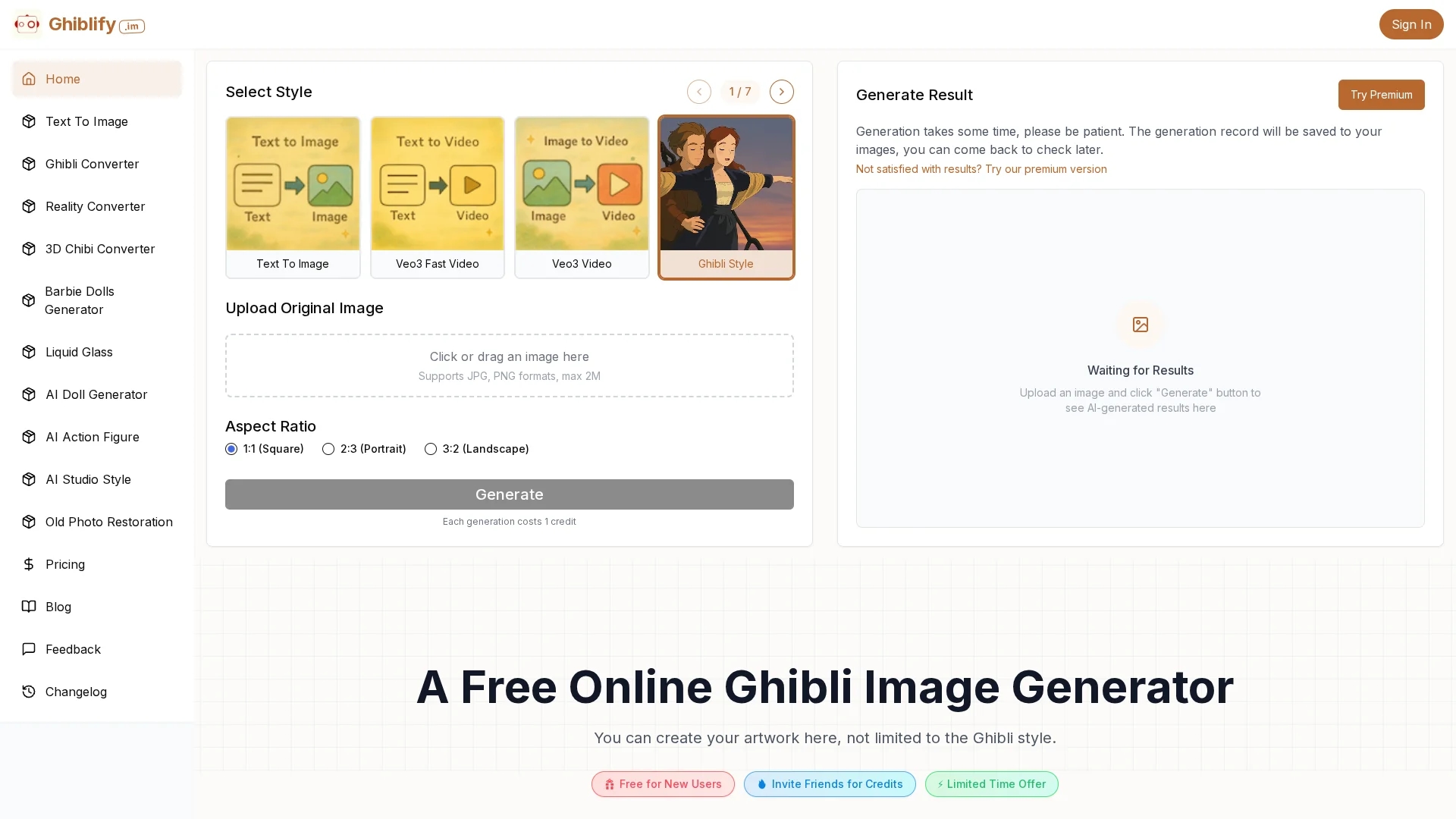 ghiblify-im homepage