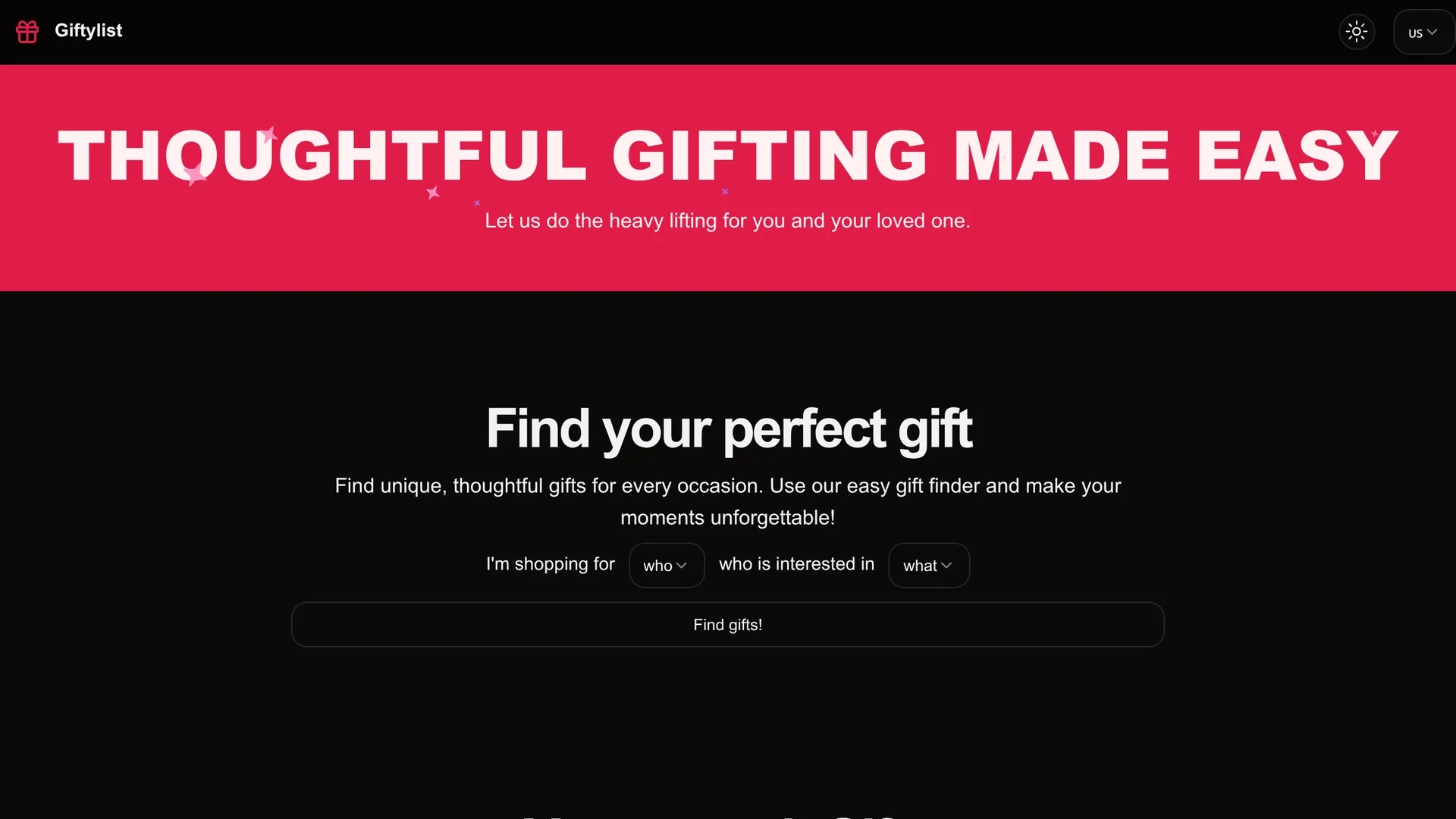 giftylist-com homepage