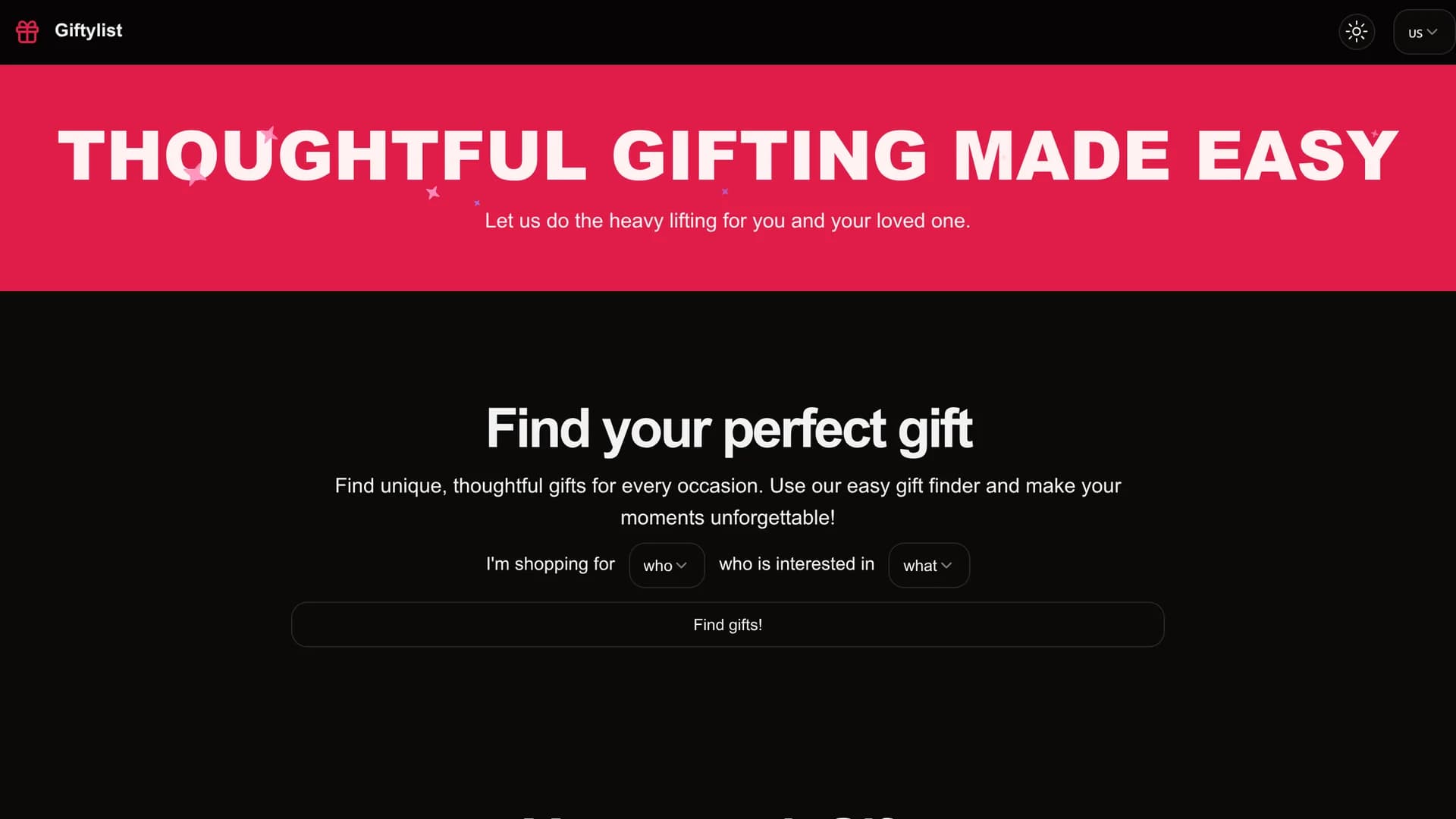 giftylist-com homepage