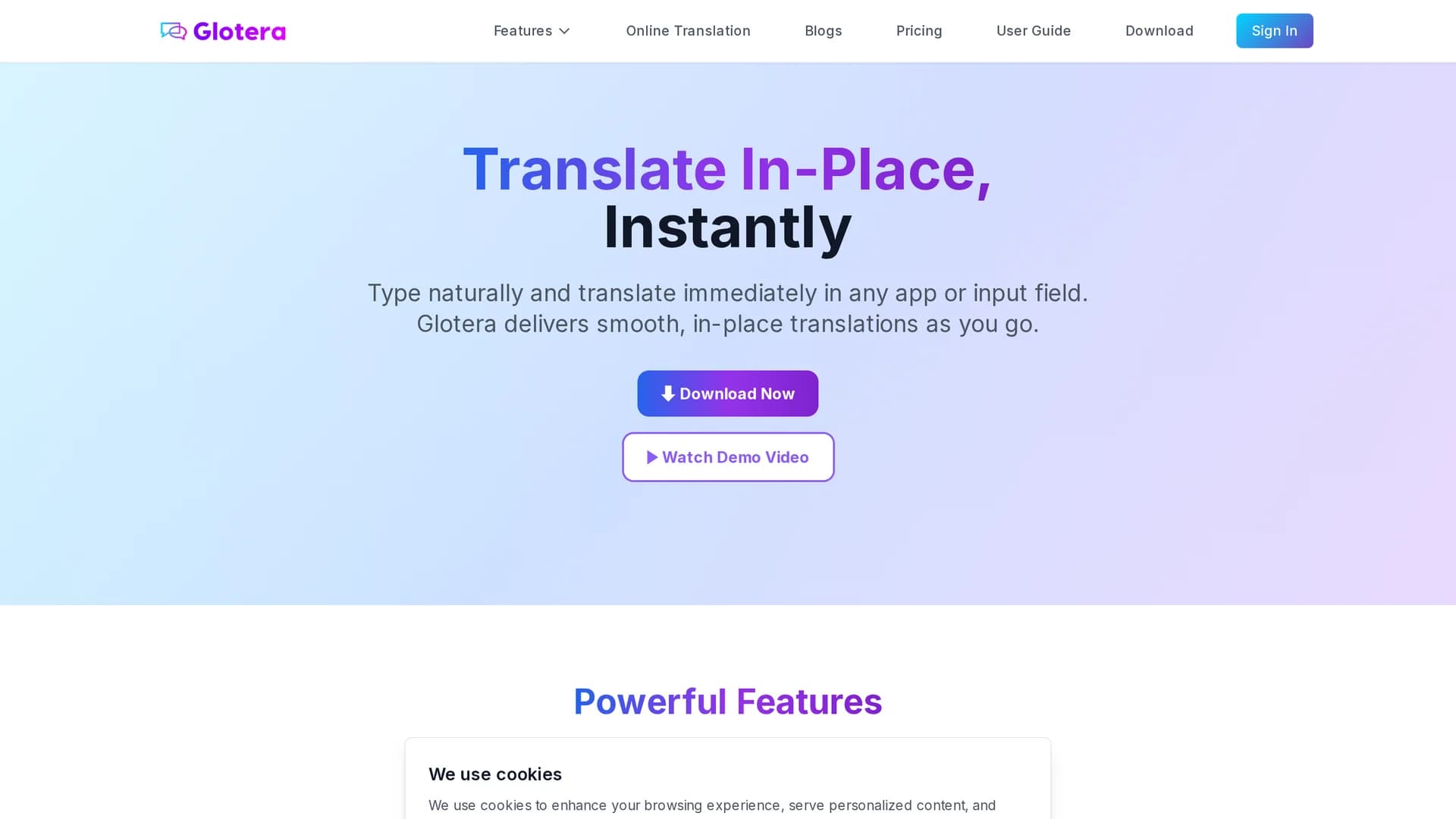 glotera-ai homepage
