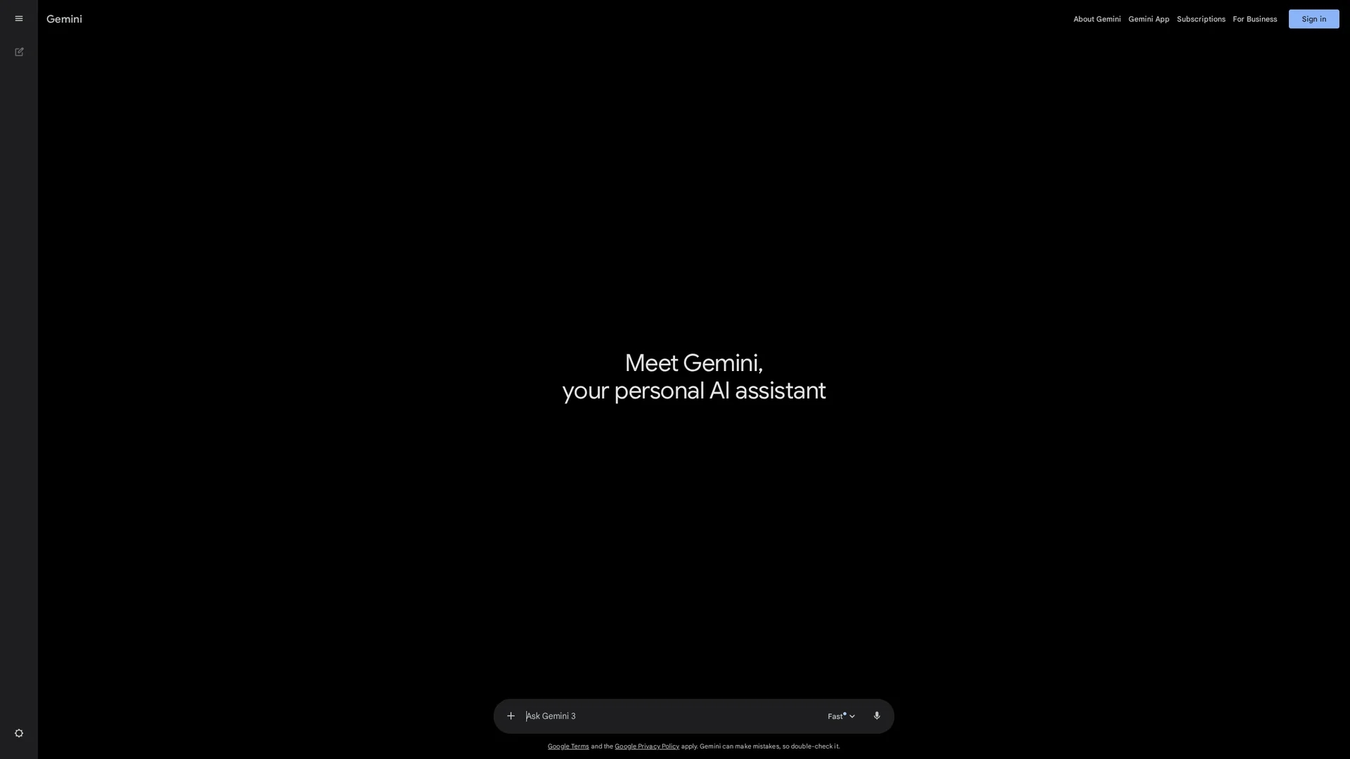 google-gemini homepage