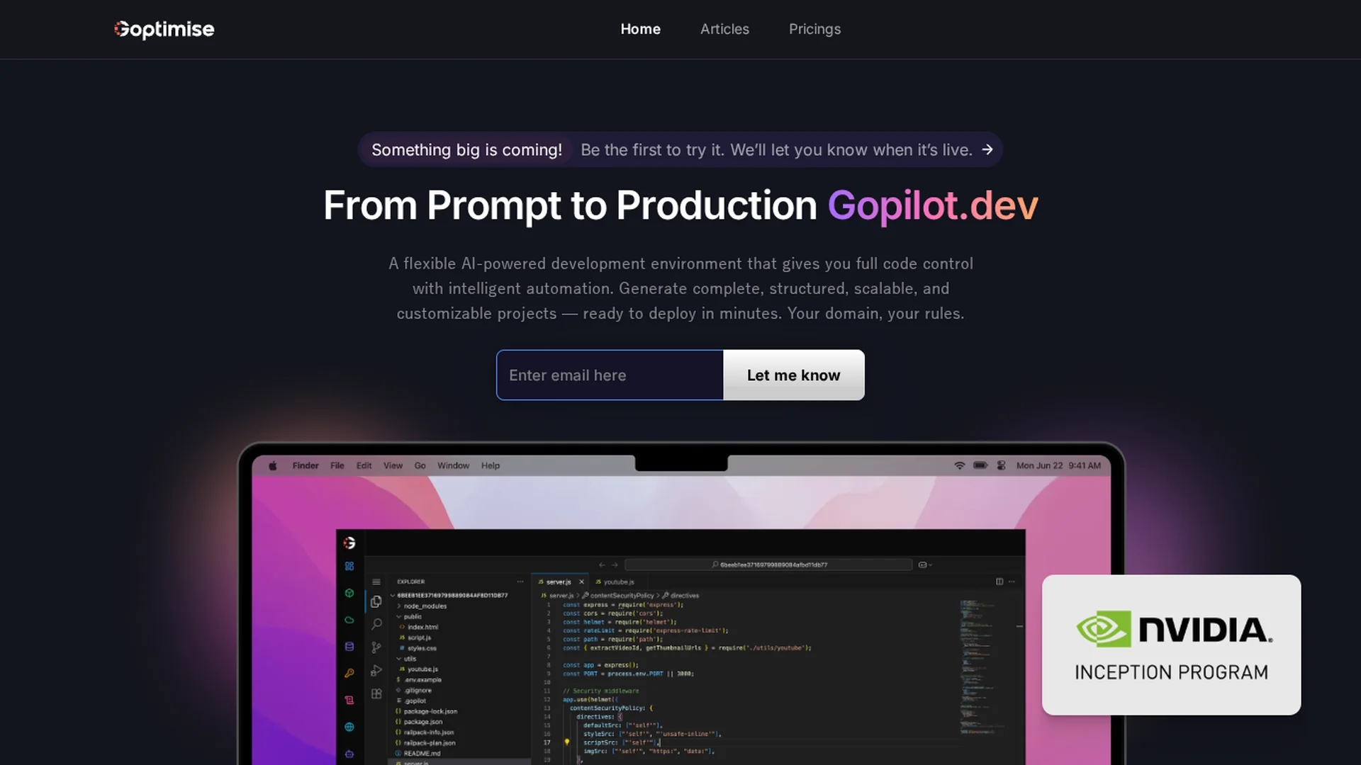 goptimise-beta homepage