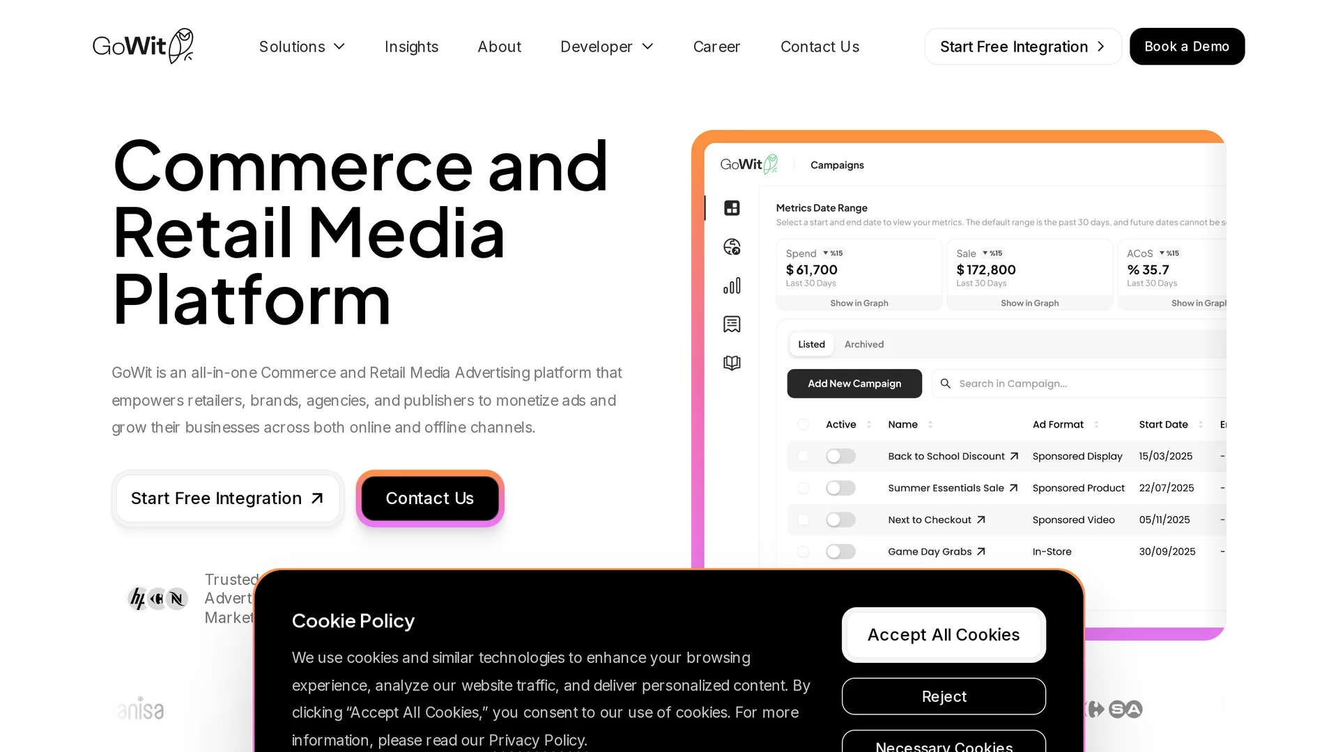gowit-retail-media-ads-platform homepage