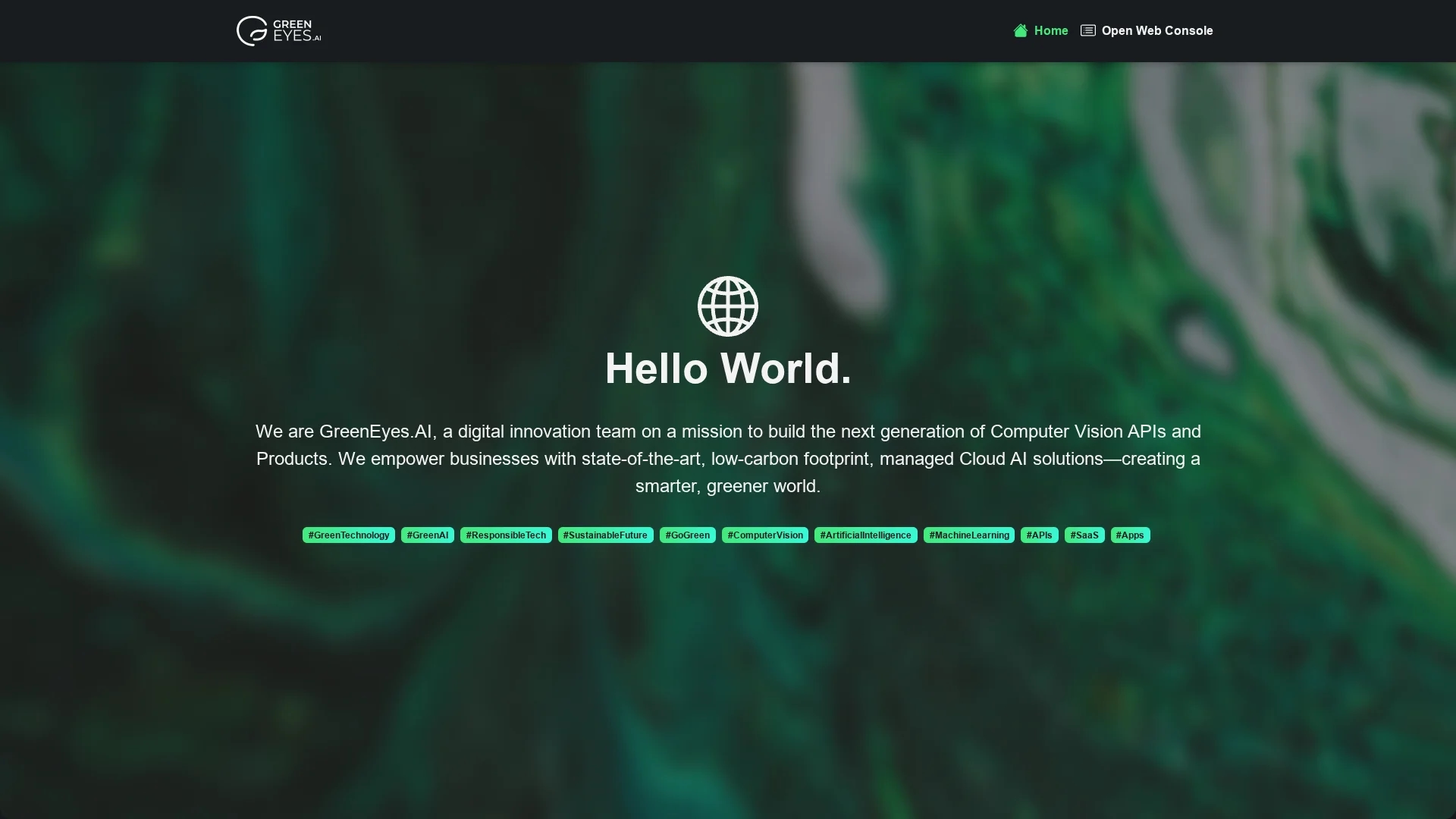 greeneyes-ai-image-recog-tech-as-api homepage