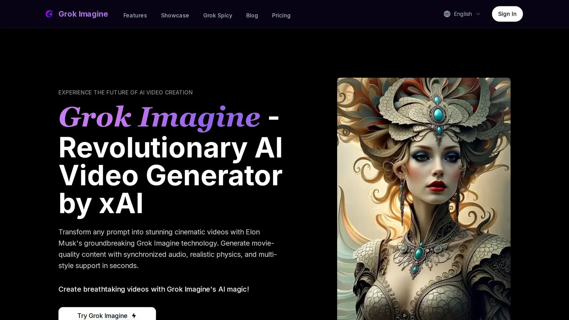 grok-imagine-art homepage