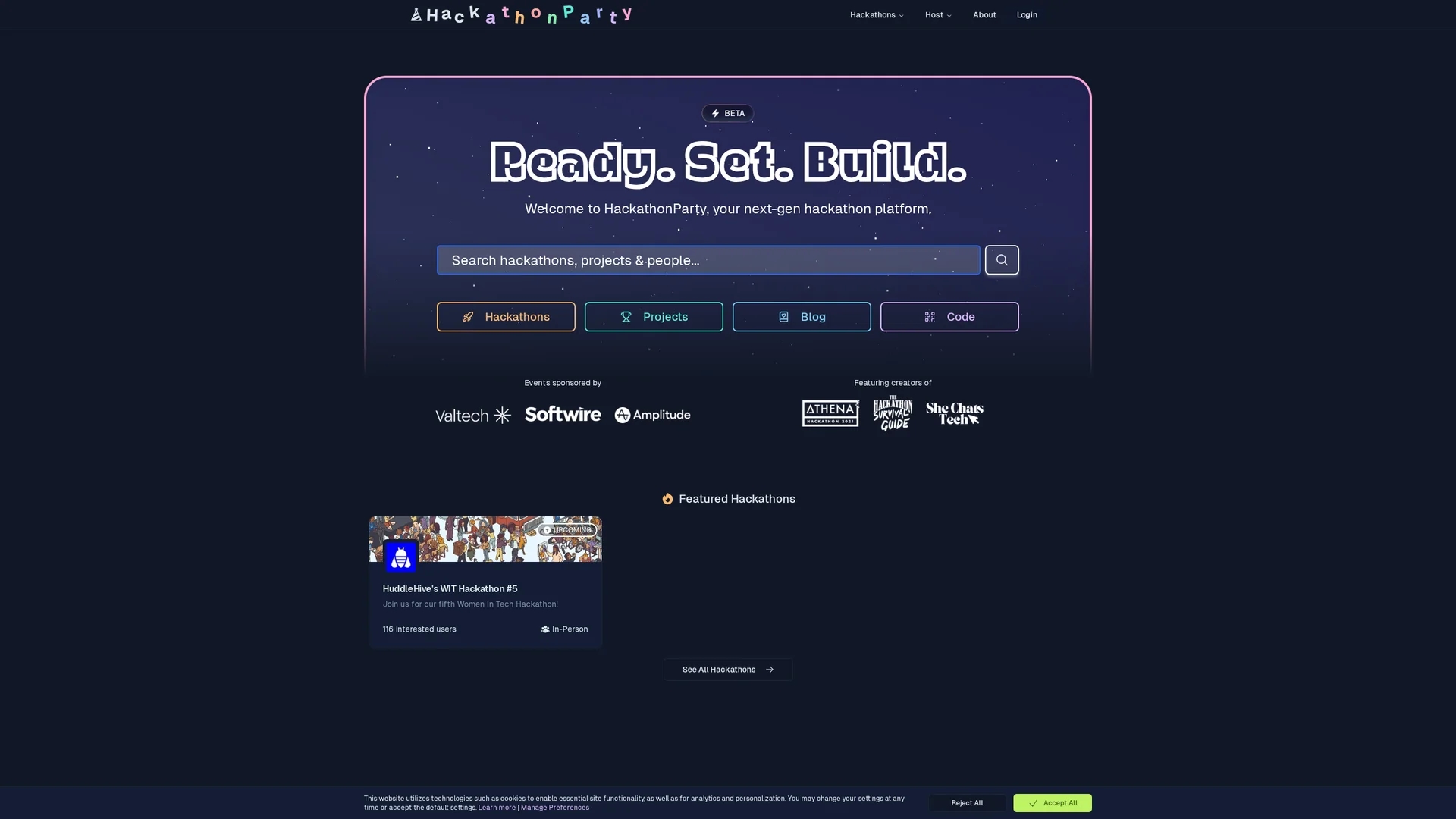 hackathonparty homepage
