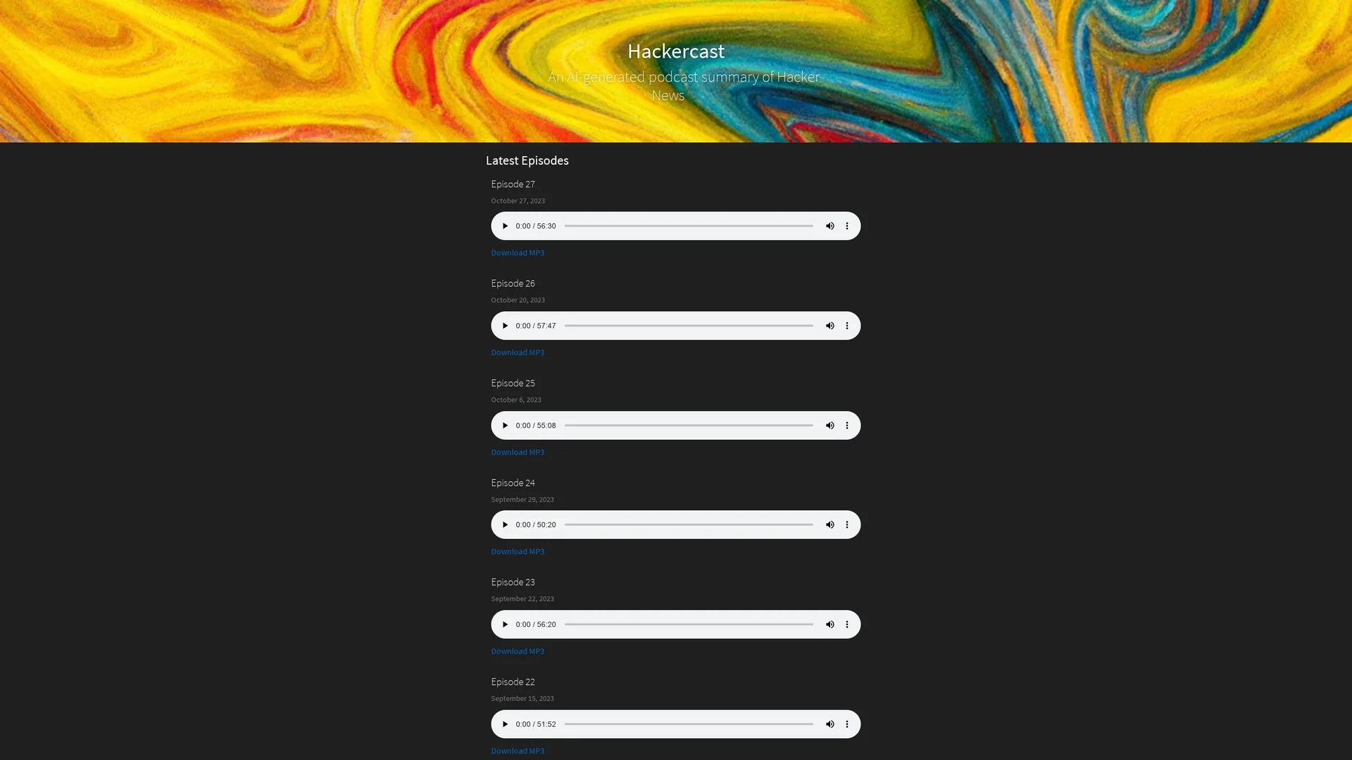 hackercast homepage