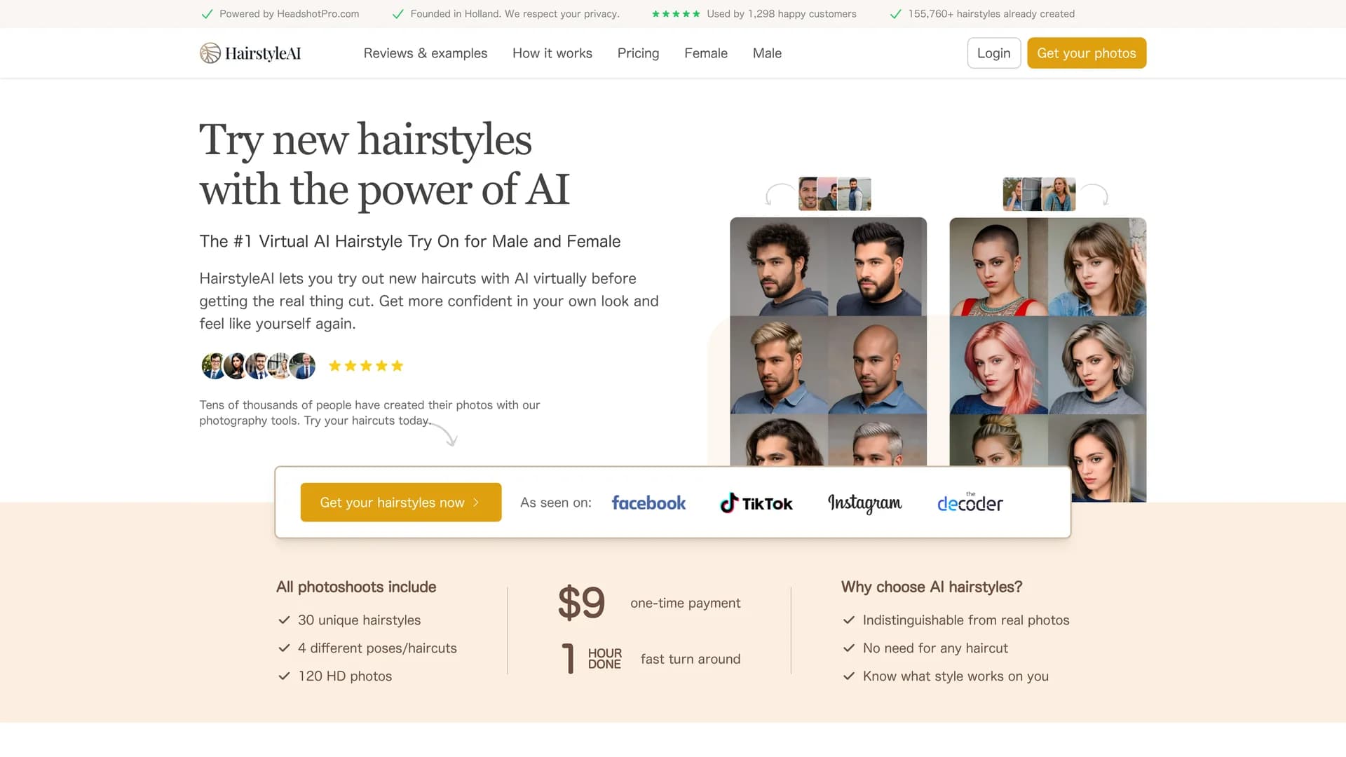 hairstyleai homepage
