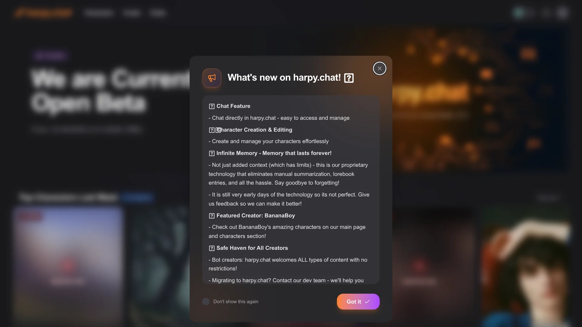harpy-chat homepage