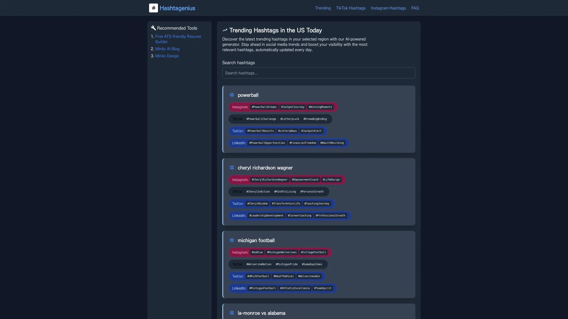 hashtagenius homepage
