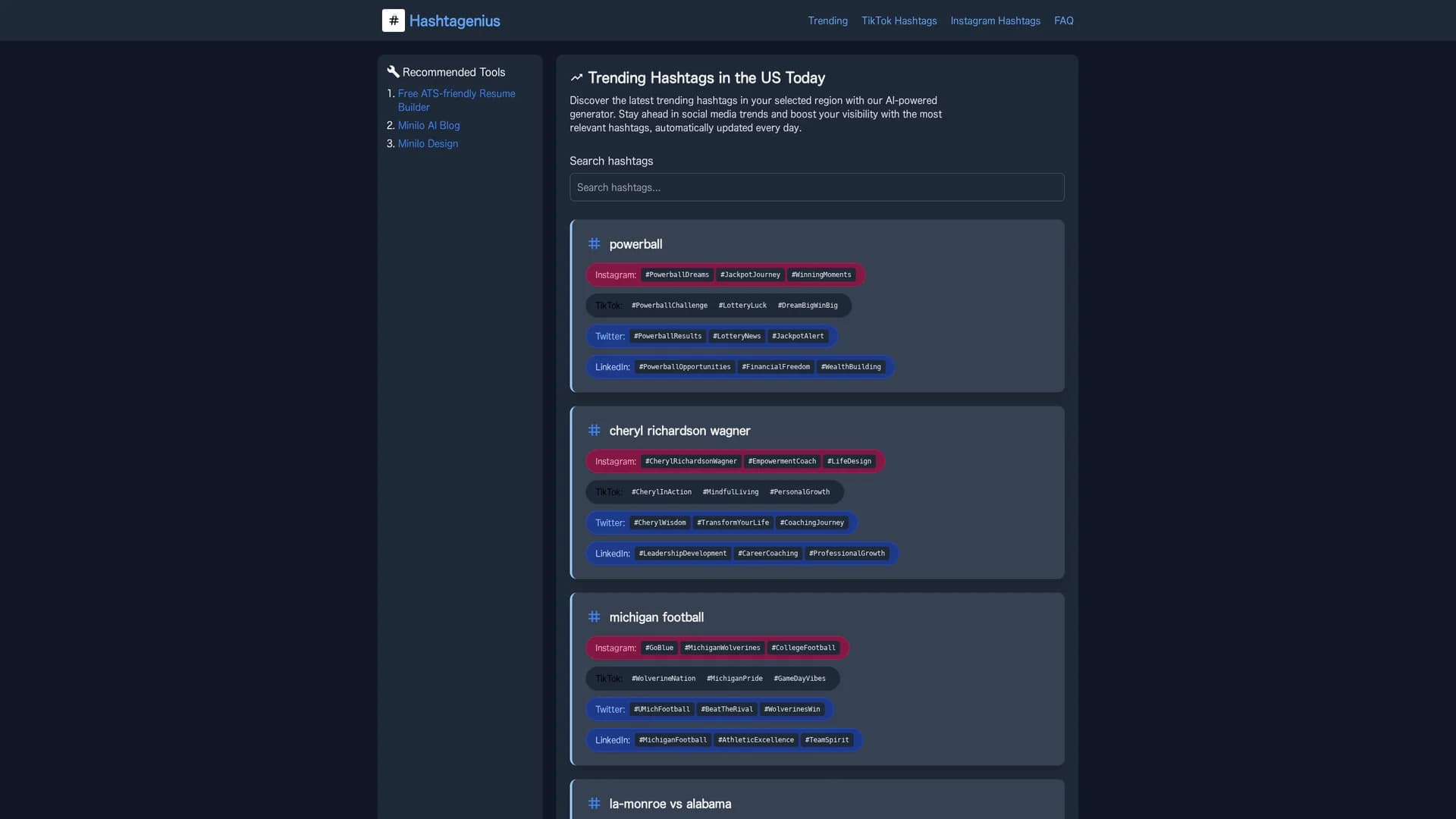 hashtagenius homepage