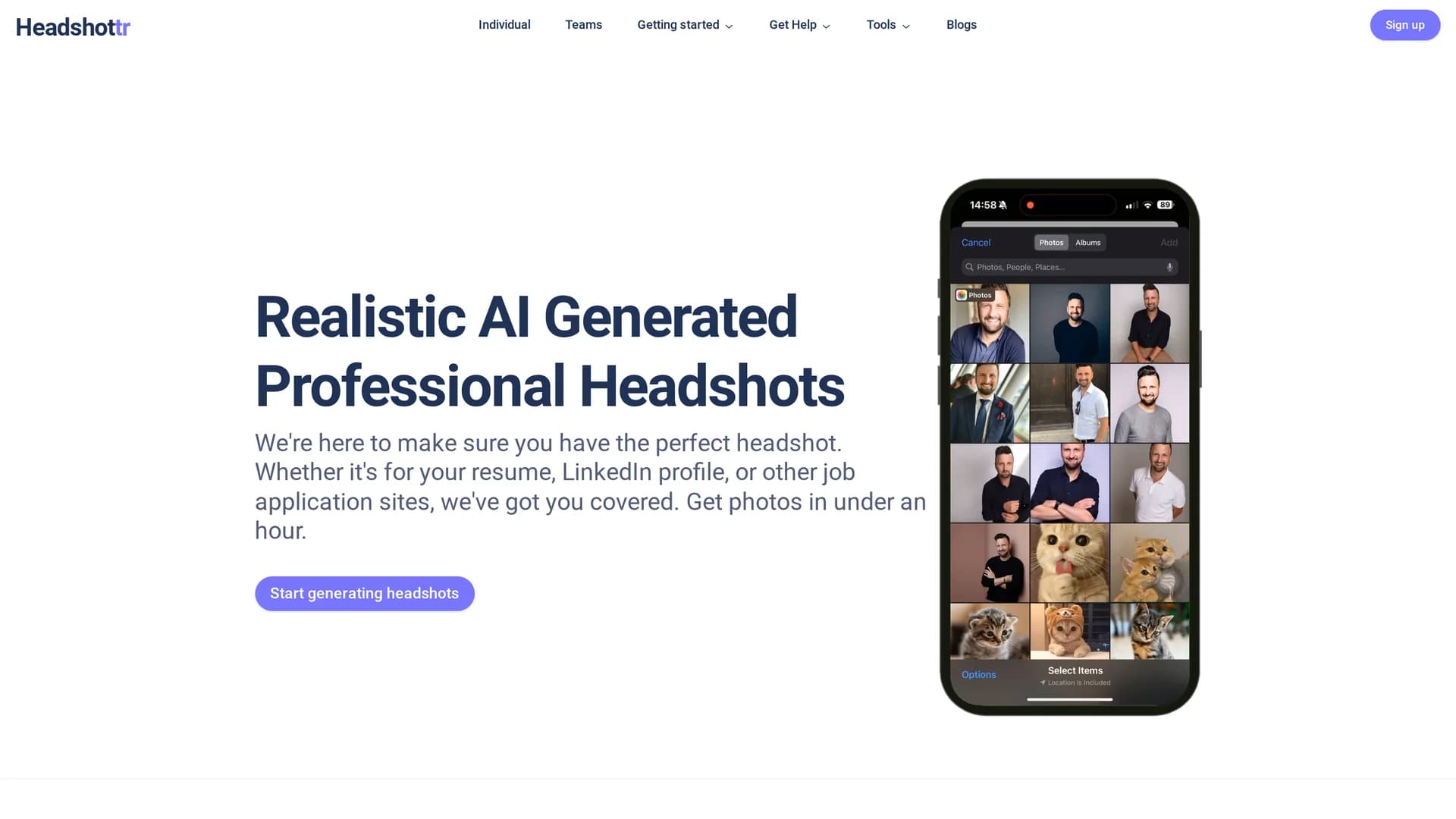 headshottr-professional-portraits homepage