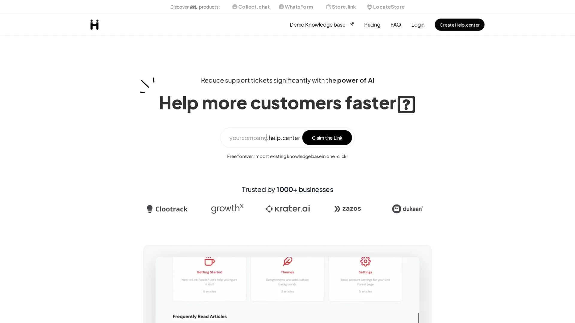 help-center homepage
