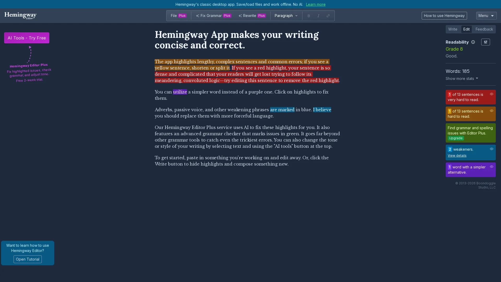 hemingway-editor homepage