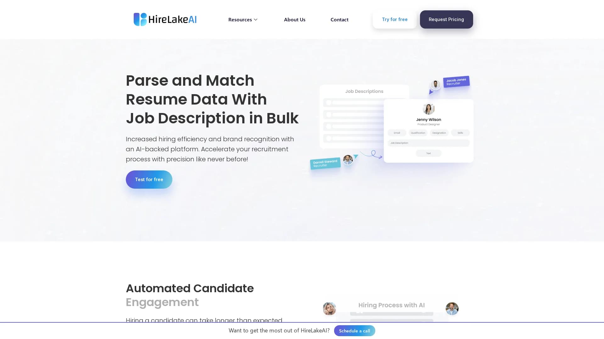 hirelakeai homepage