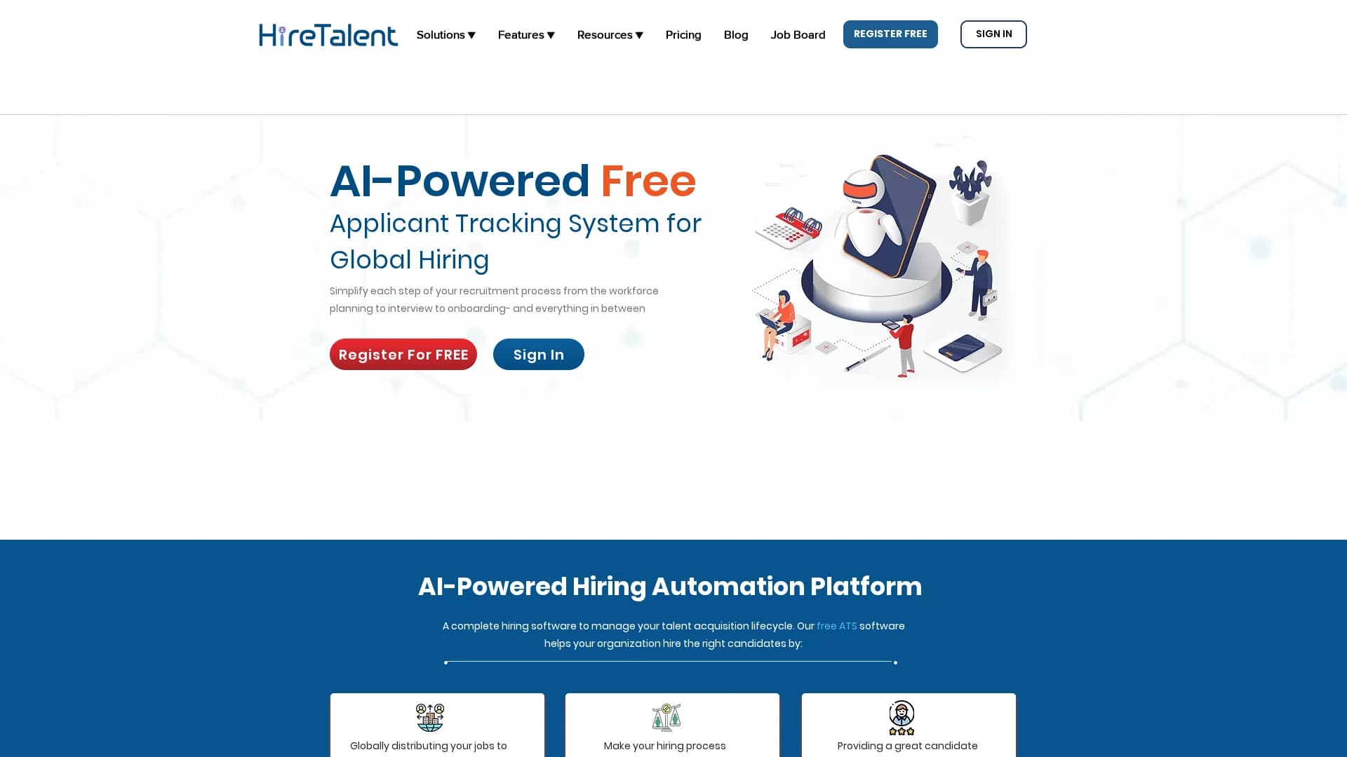 hiretalent-free-applicant-trackingsystem homepage
