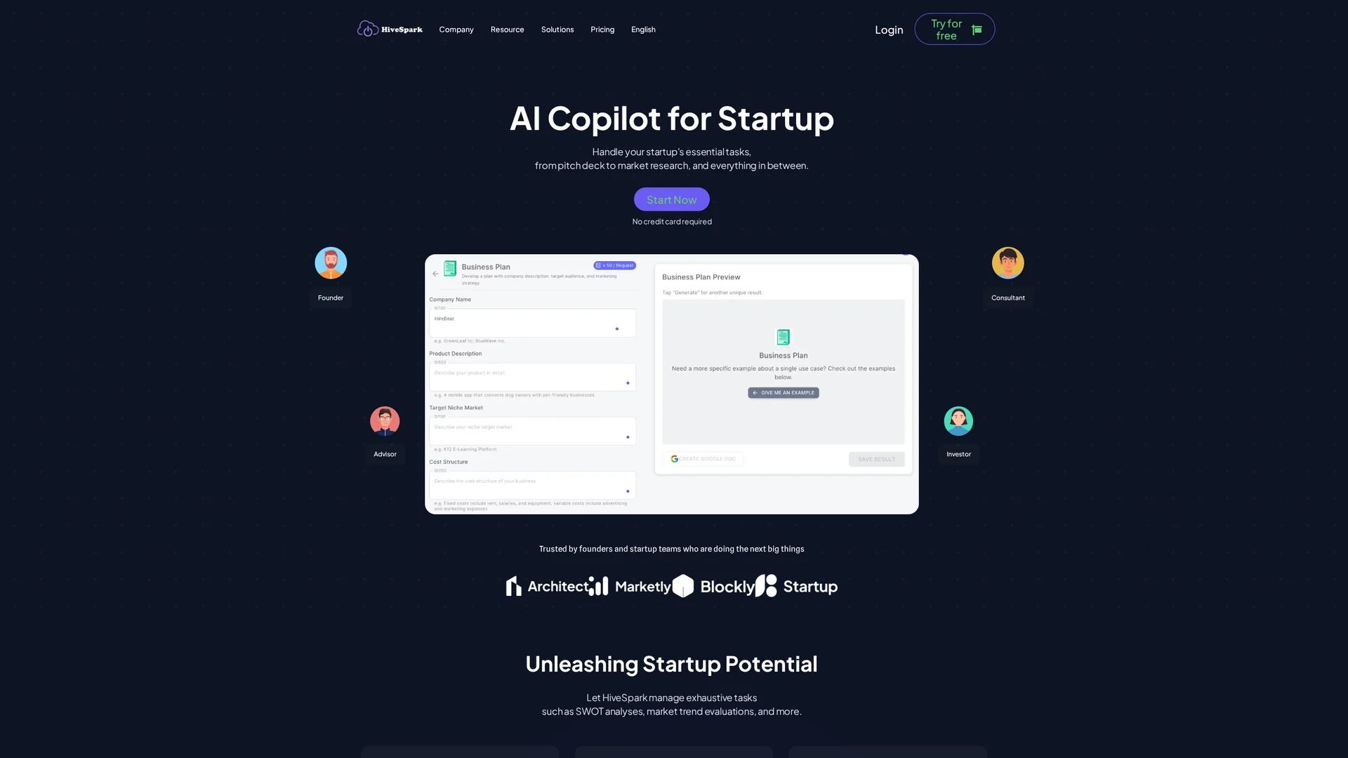 hivespark homepage