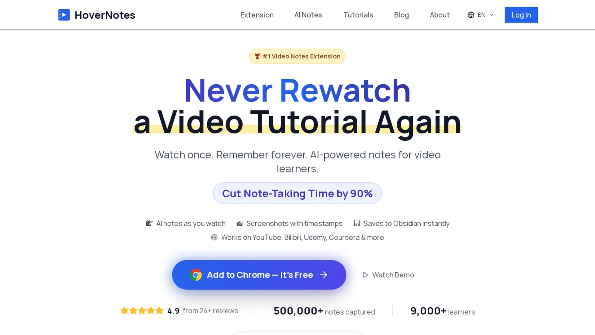 hovernotes homepage