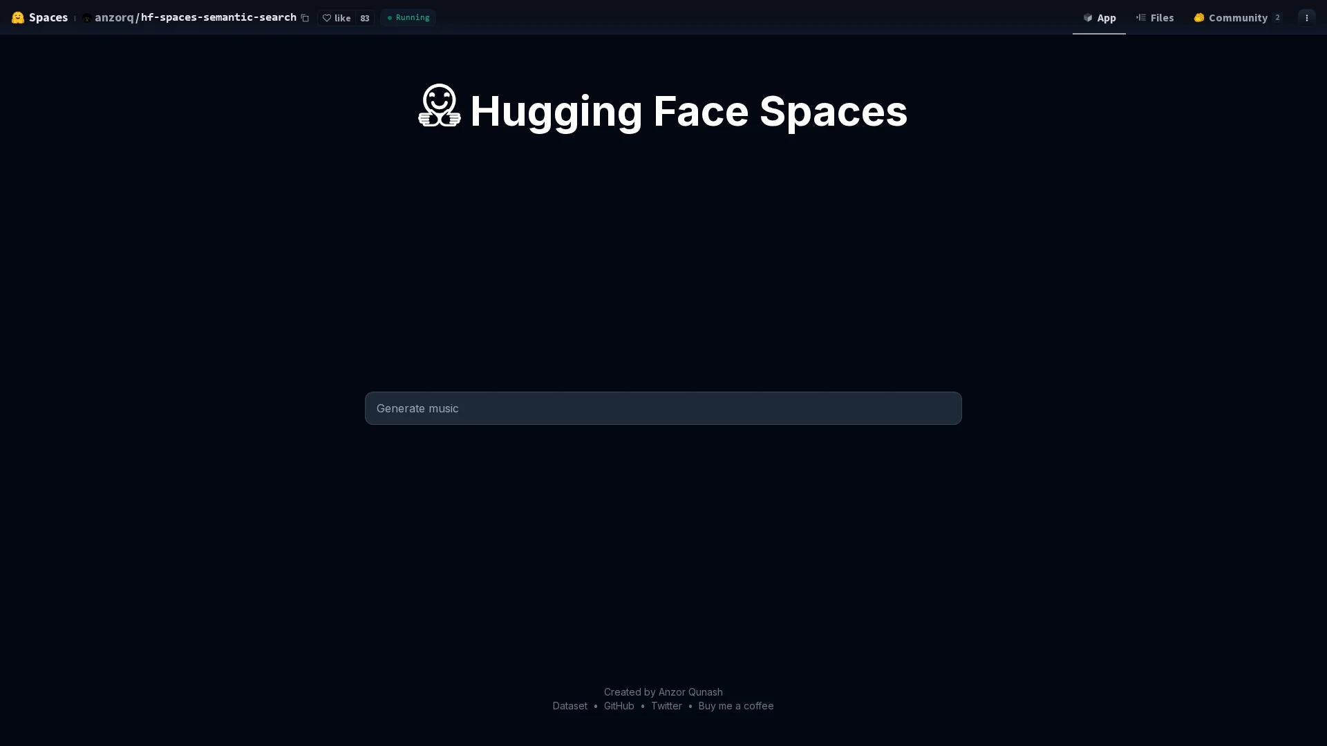 huggingface-spaces-semantic-search homepage