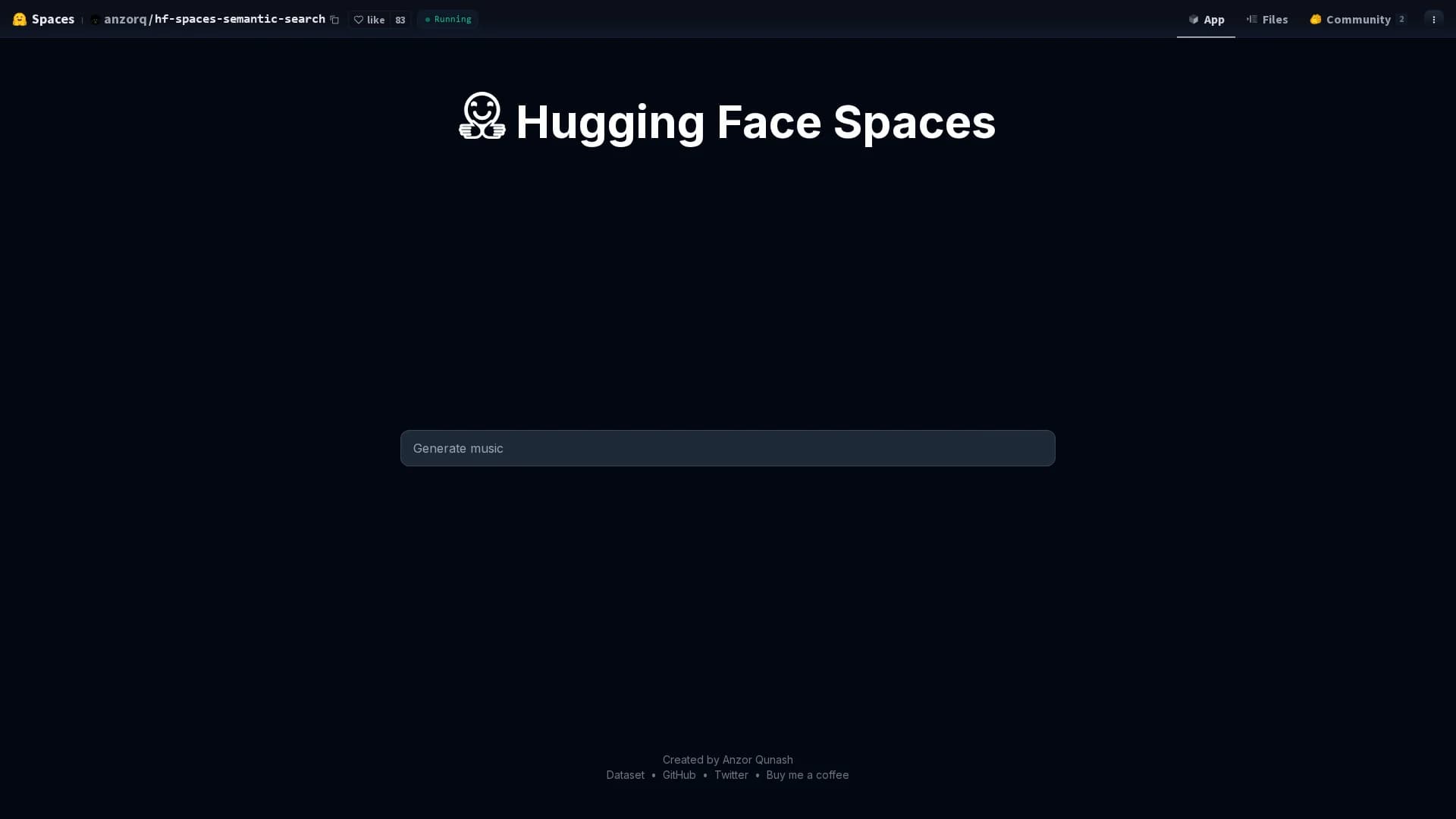 huggingface-spaces-semantic-search homepage