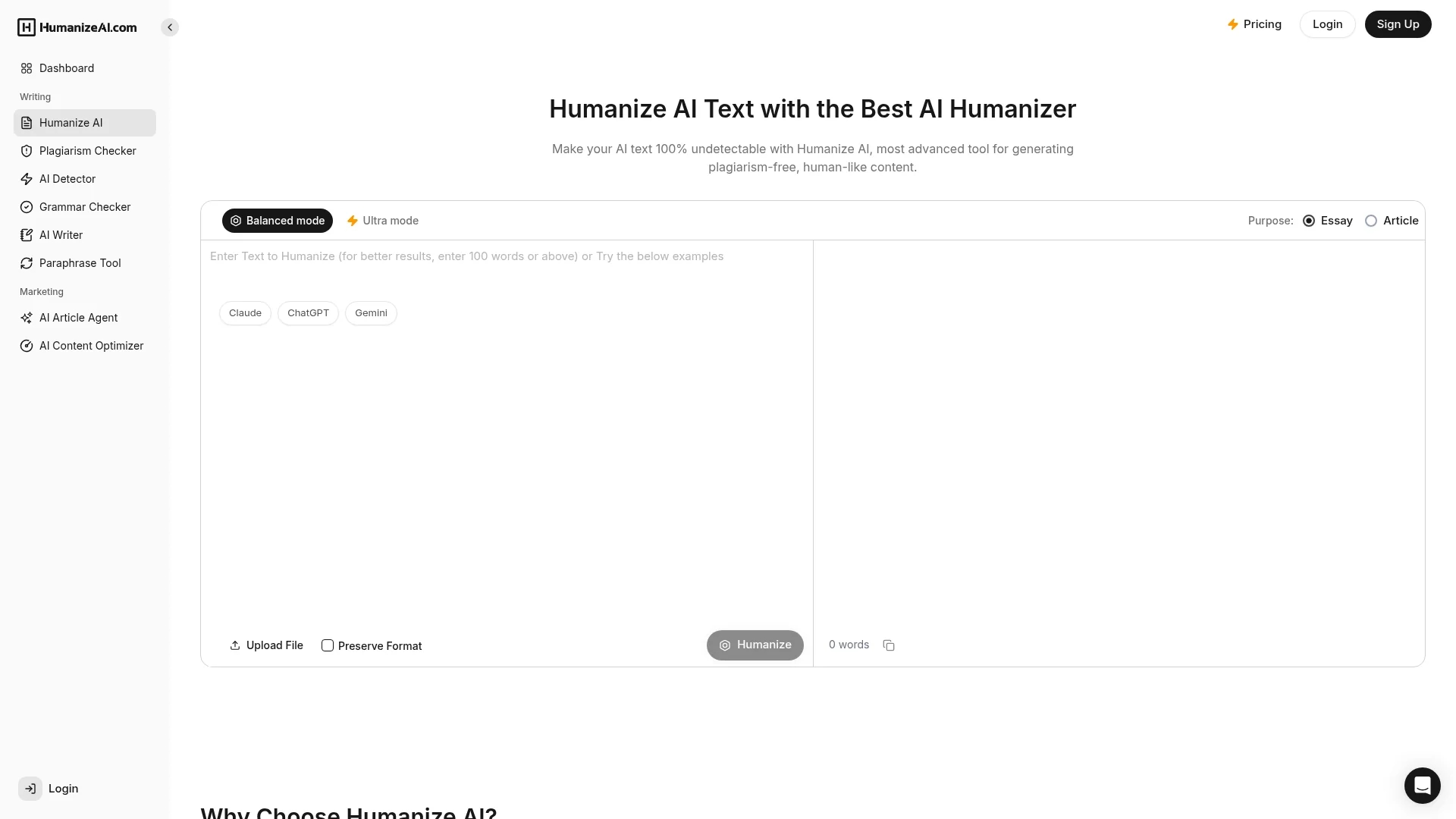 humanizeai-com homepage