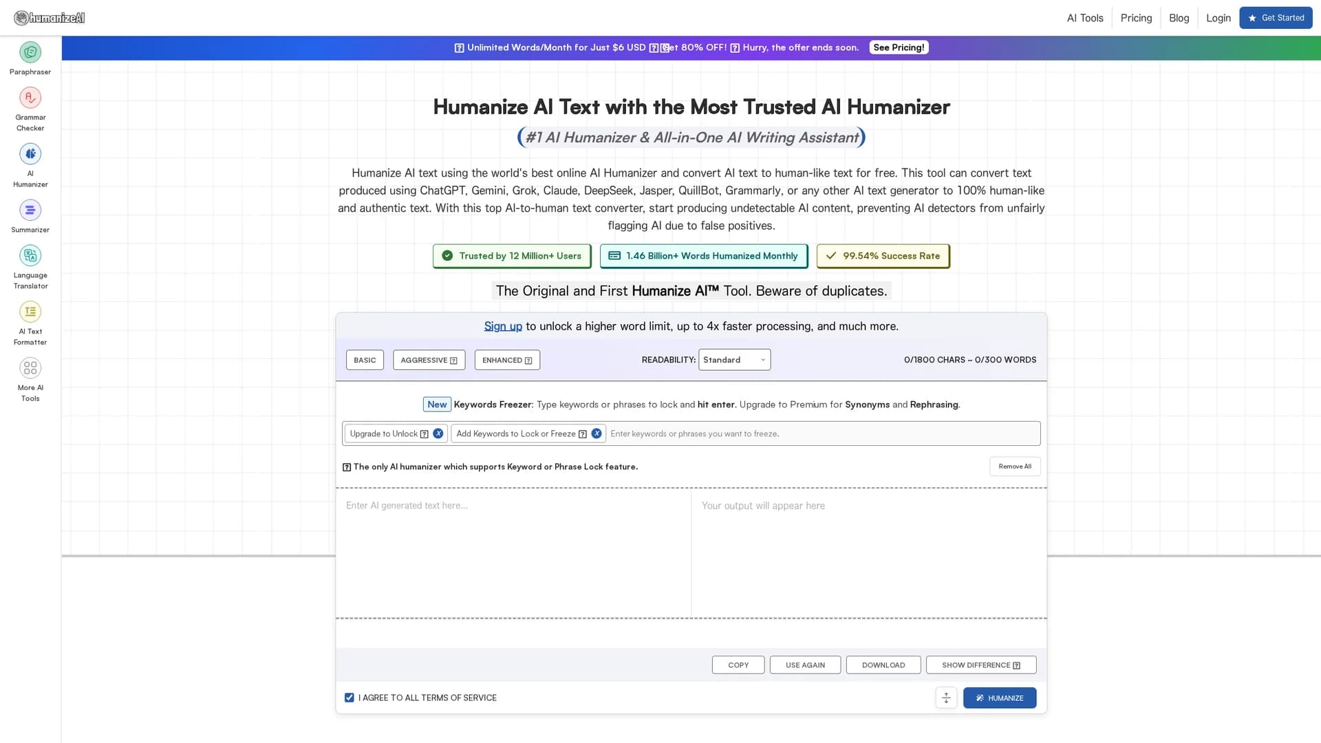humanizeai-io homepage
