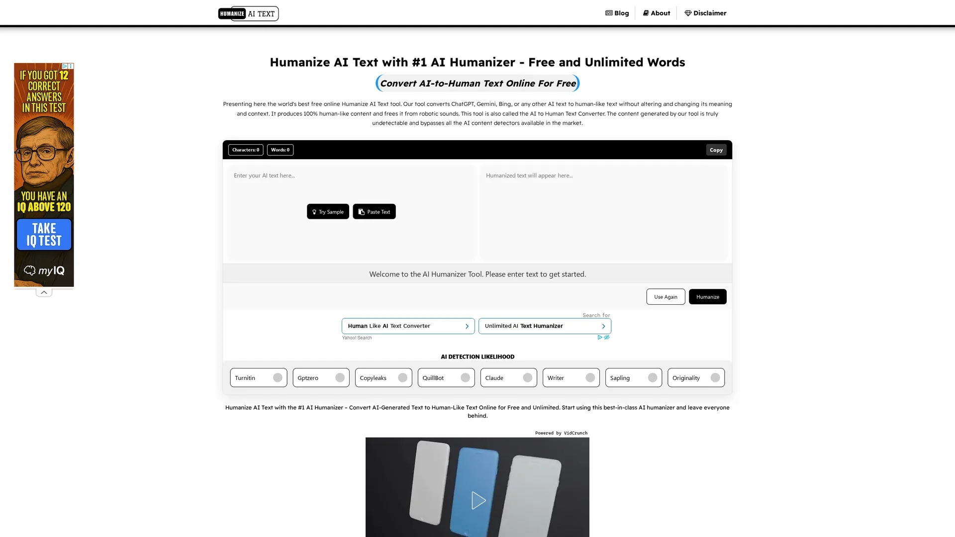 humanizeaitext homepage