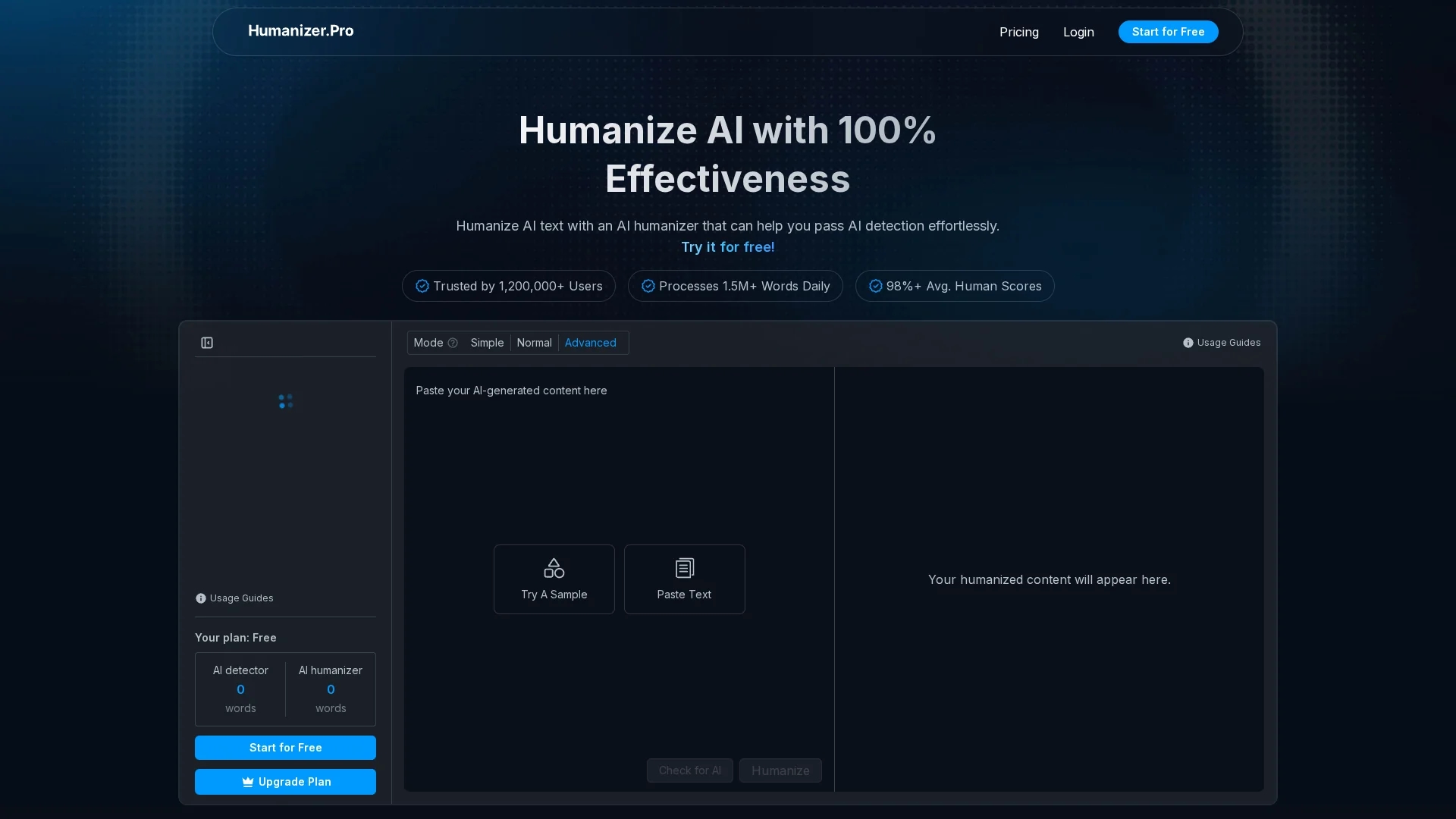 humanizer-pro homepage