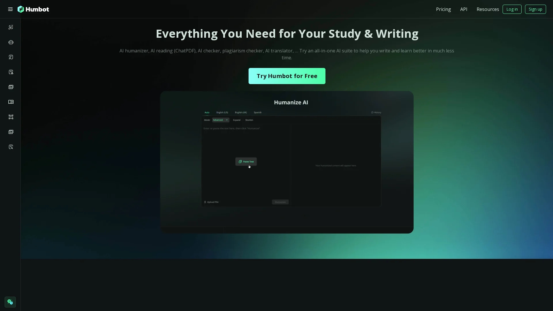 humbot-ai homepage