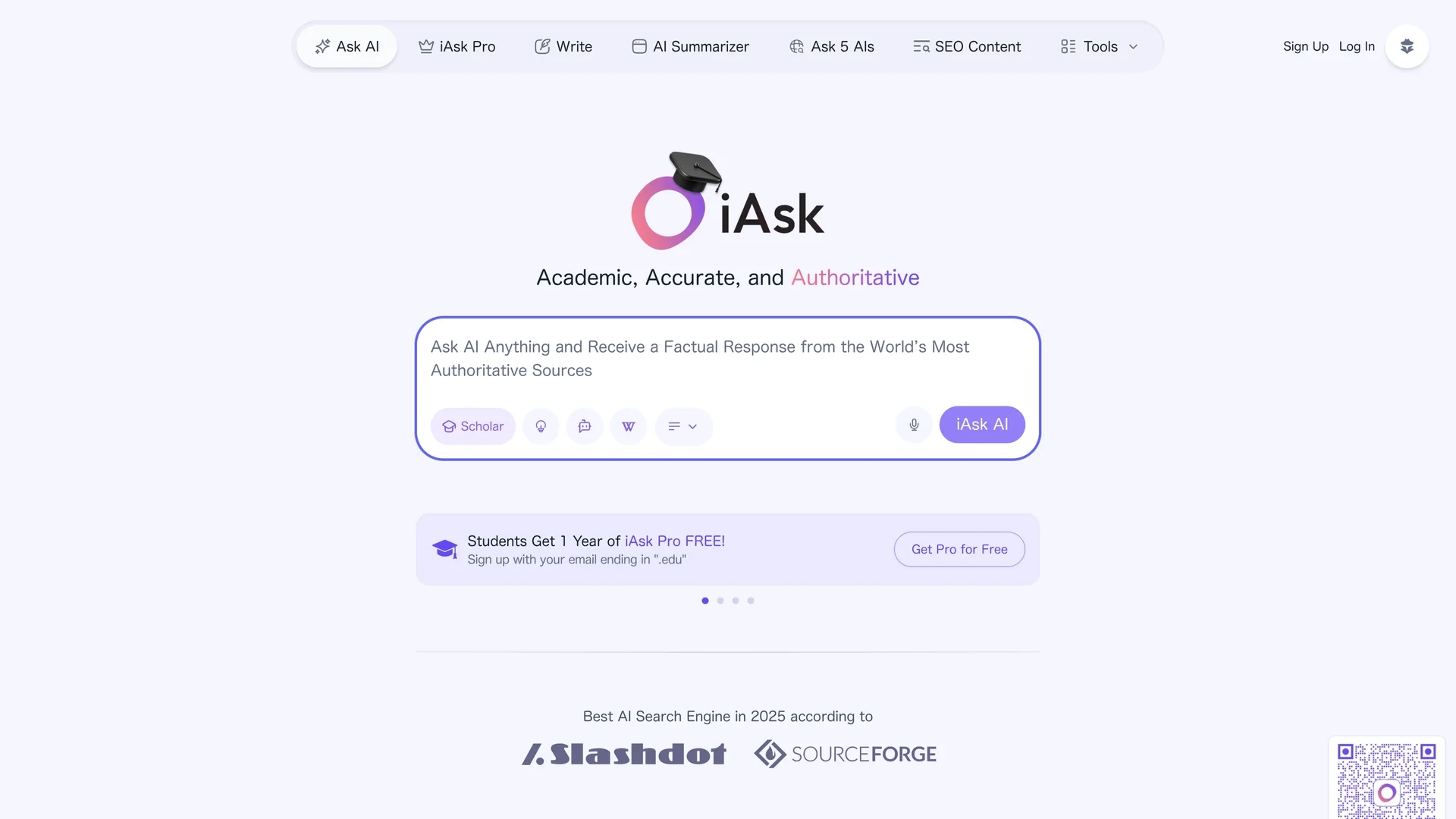 iask-ai-generative-ai-search-engine homepage