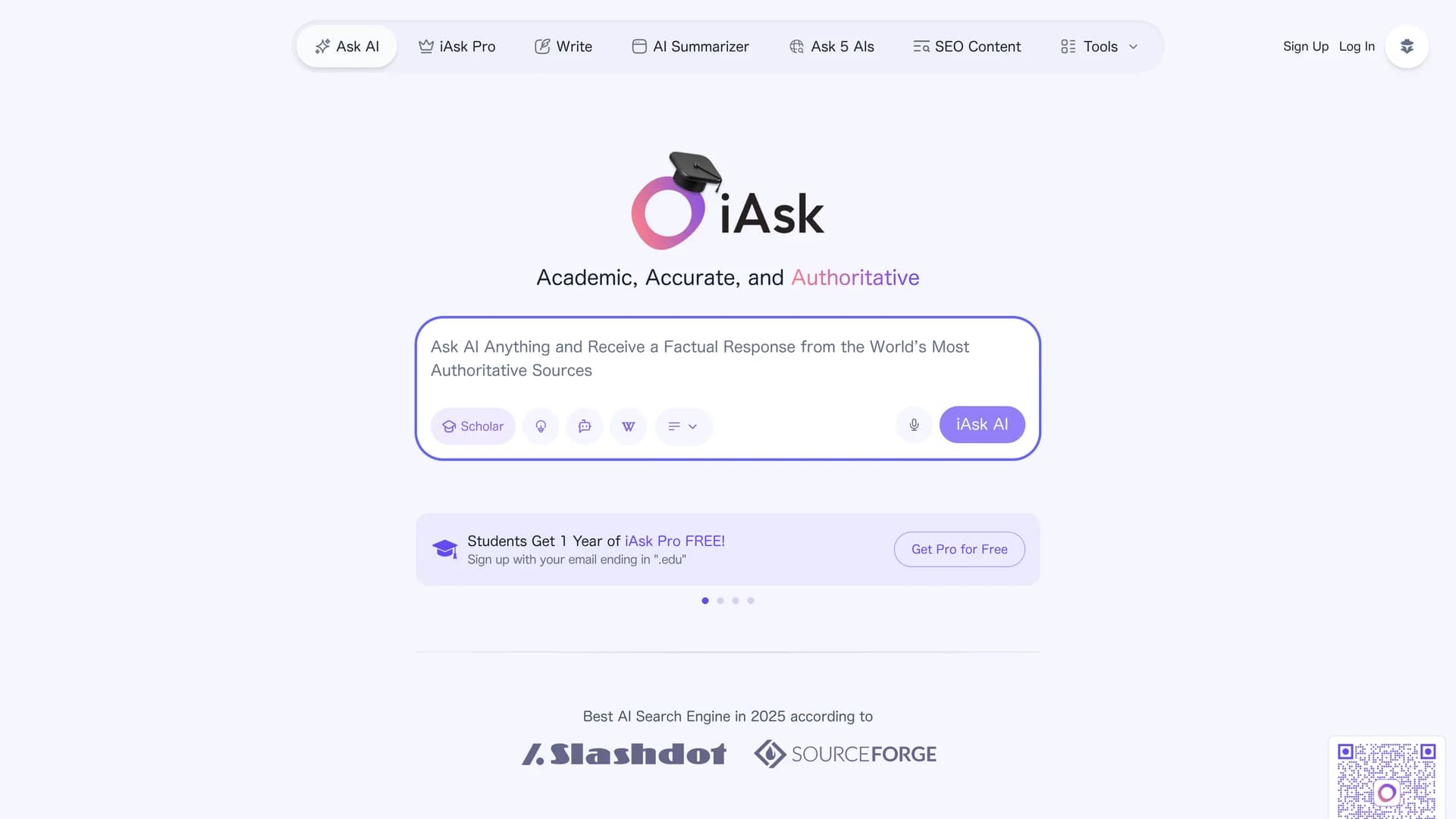 iask-ai-generative-ai-search-engine homepage