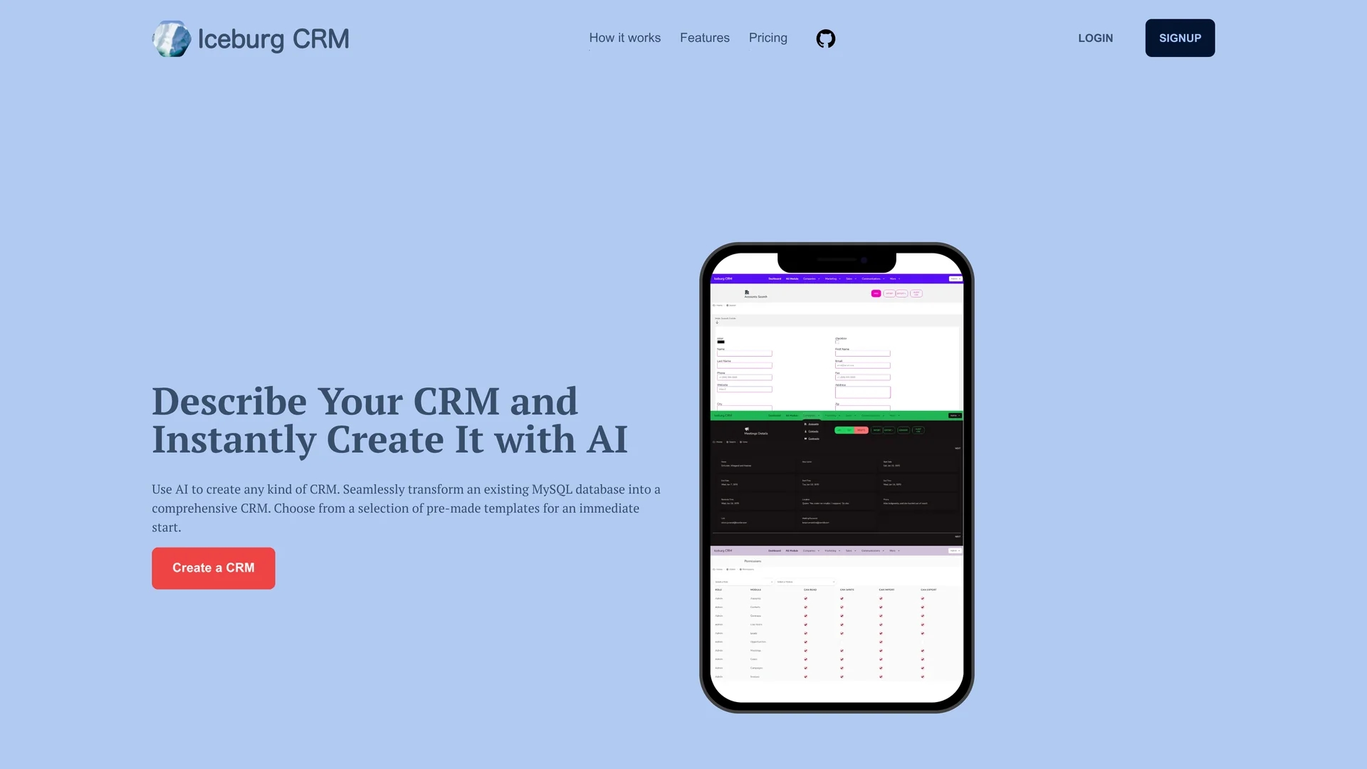 iceburgcrm homepage