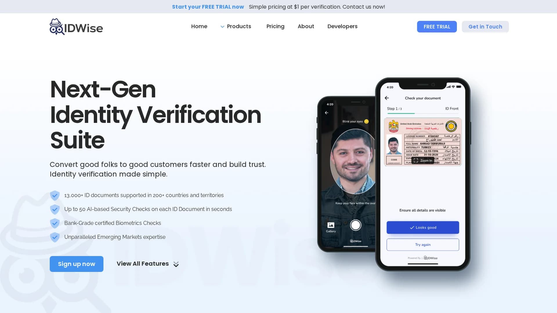 idwise-identity-verification-ekyc-aml homepage