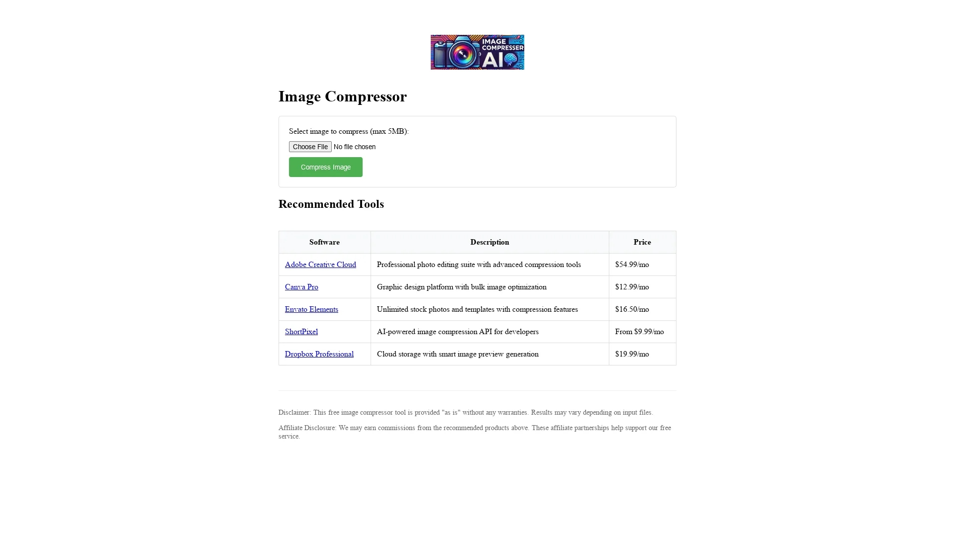 image-compressor-ai homepage