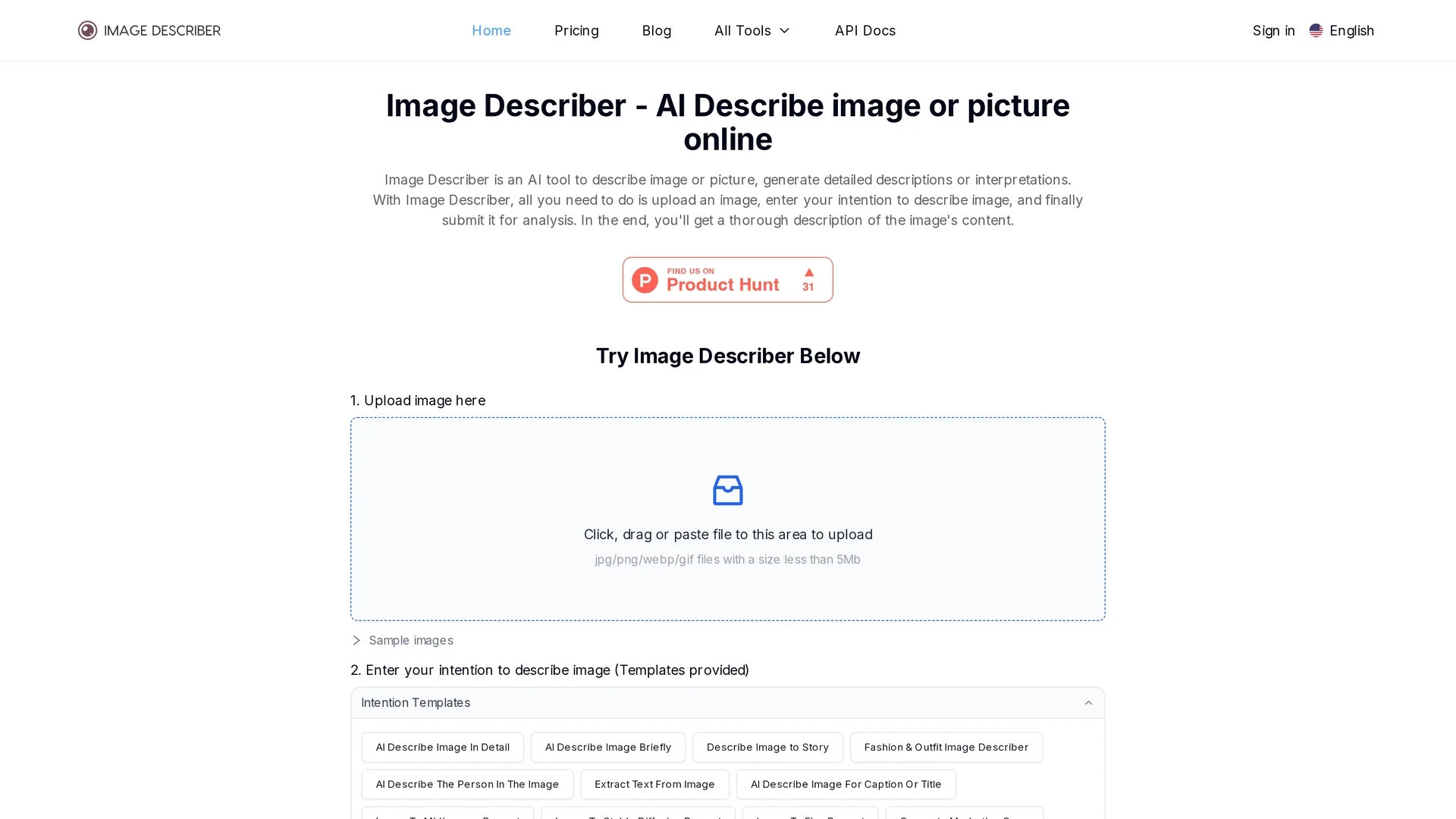 image-describer homepage