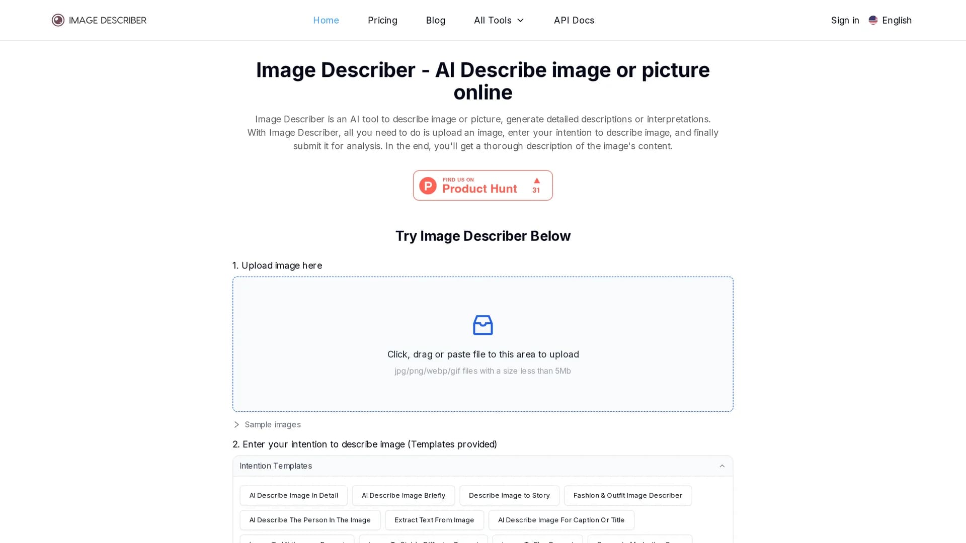 image-describer homepage