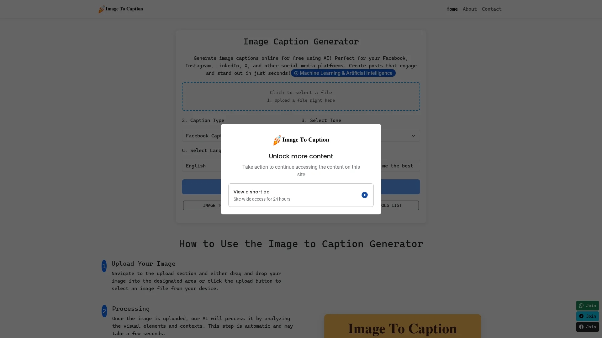 image-to-caption homepage