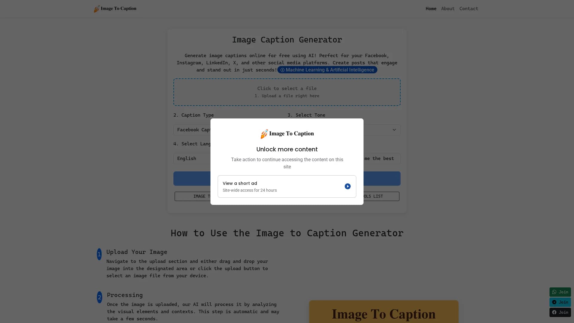 image-to-caption homepage