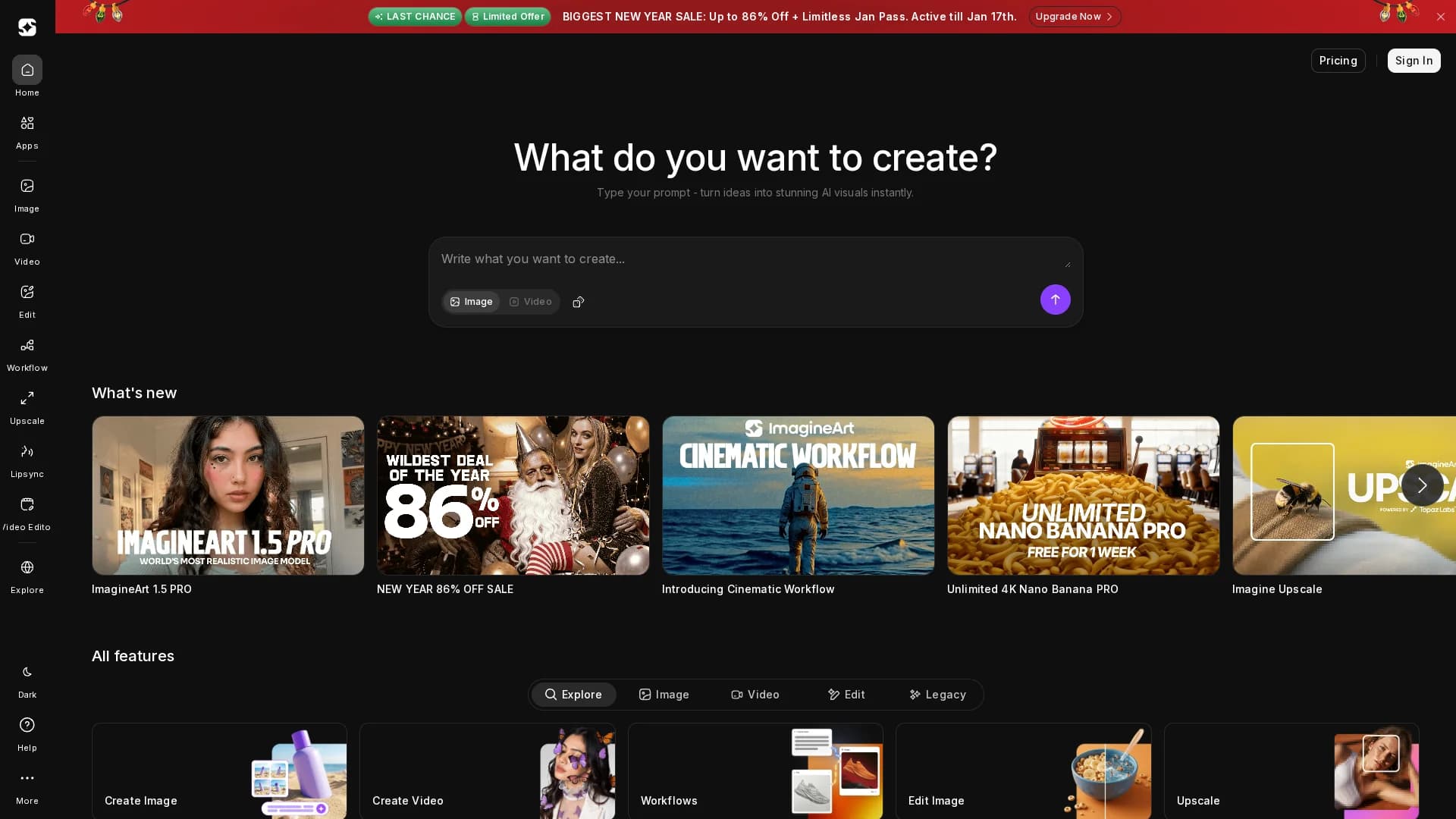 imagine-ai-art-generator homepage