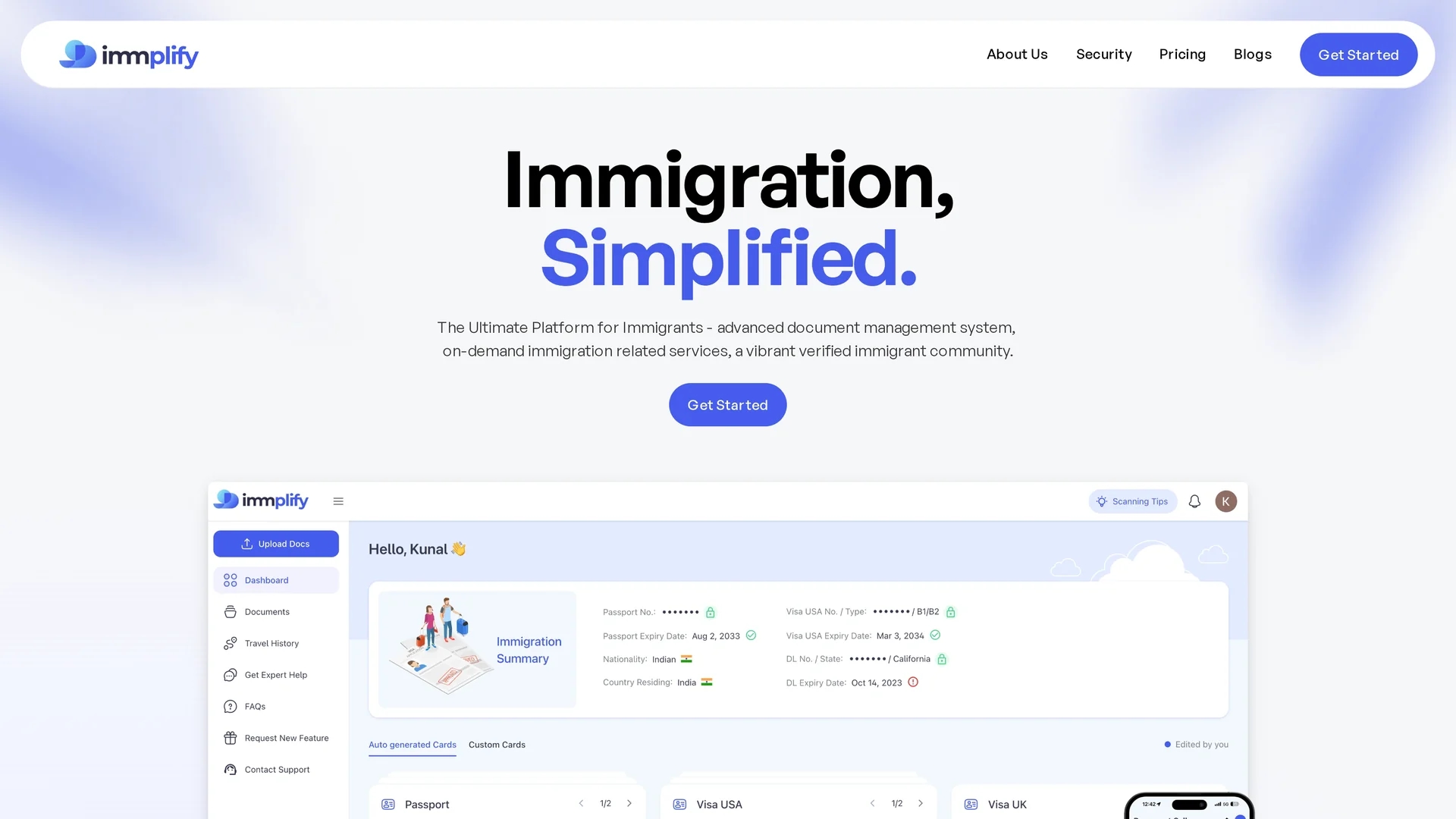 immplify homepage