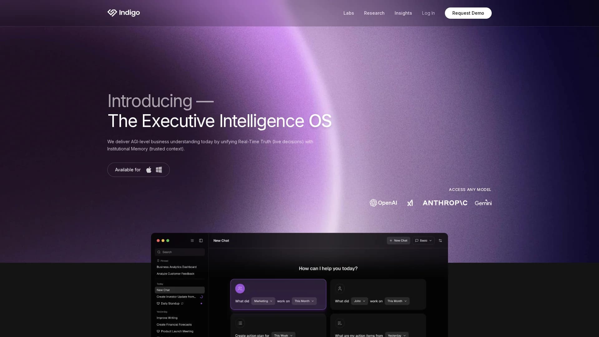 indigo homepage