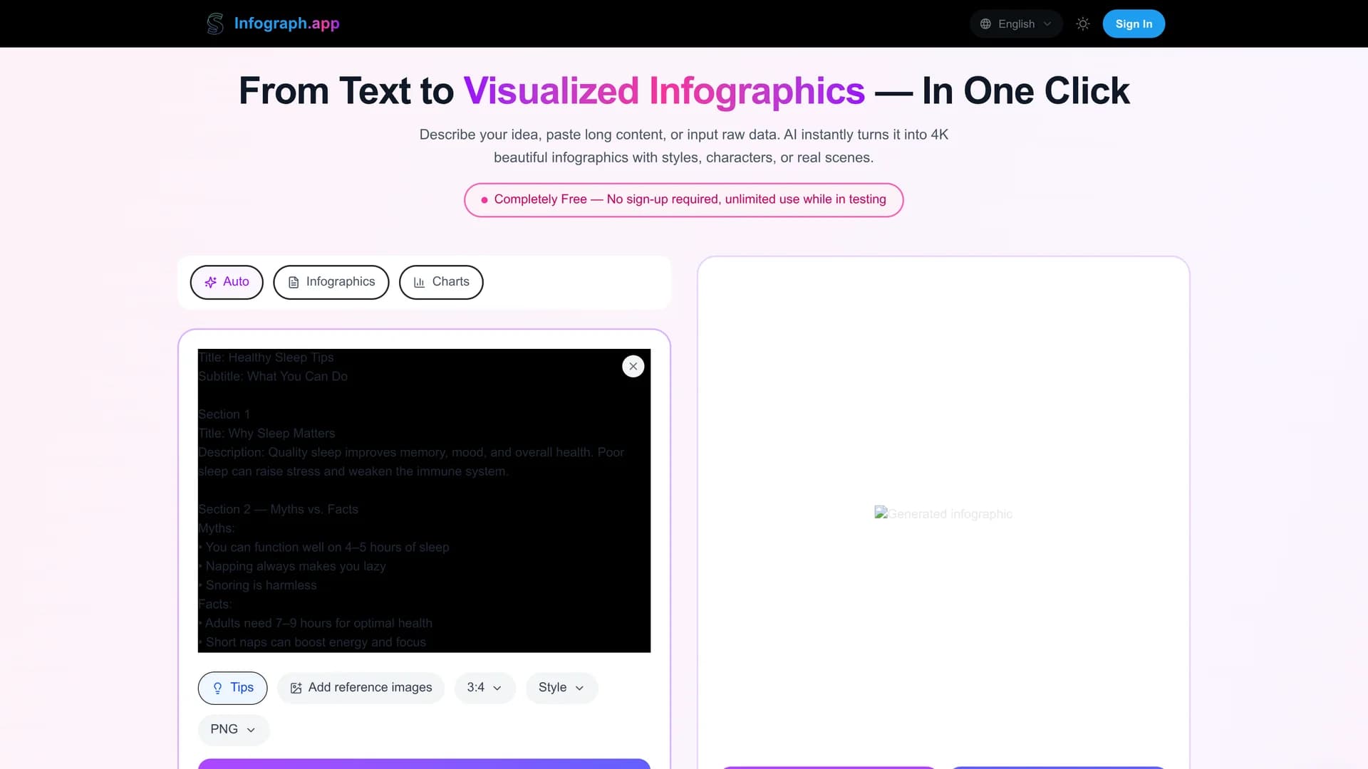 infograph-app homepage