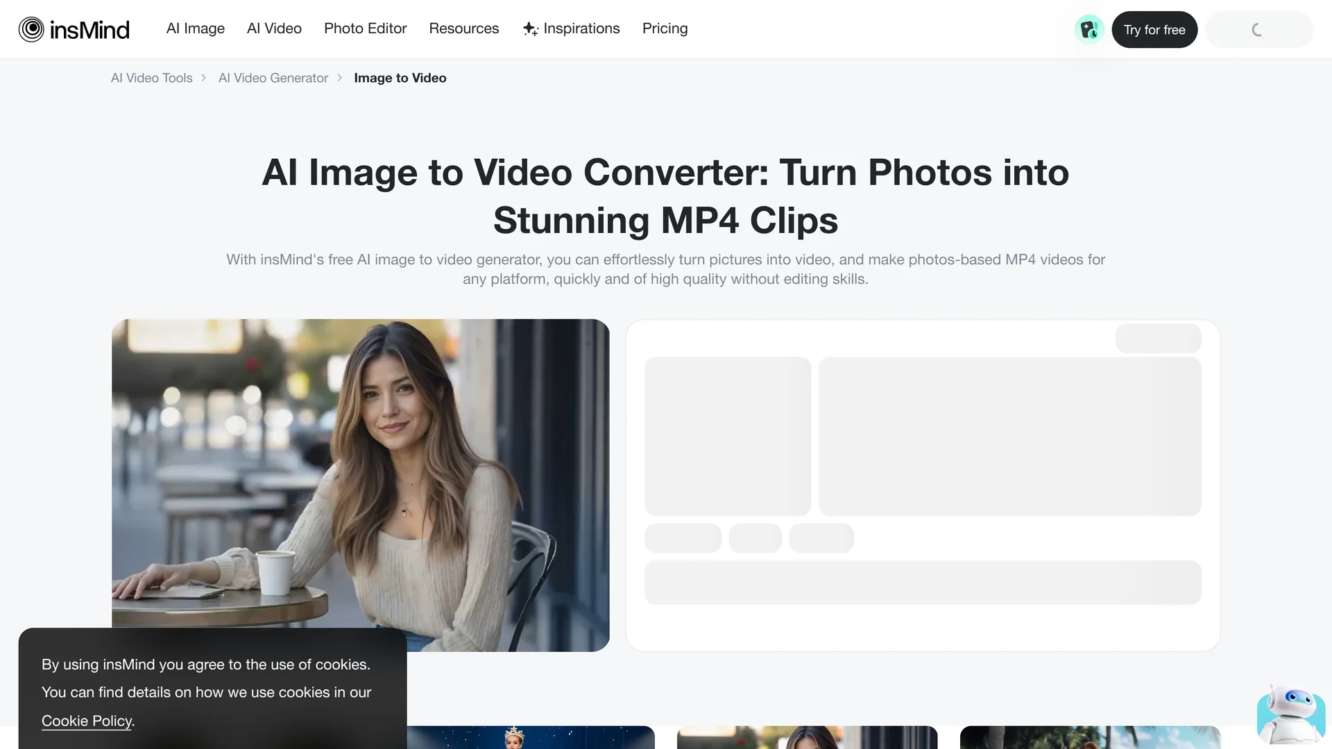 insmind-image-to-video-generator homepage