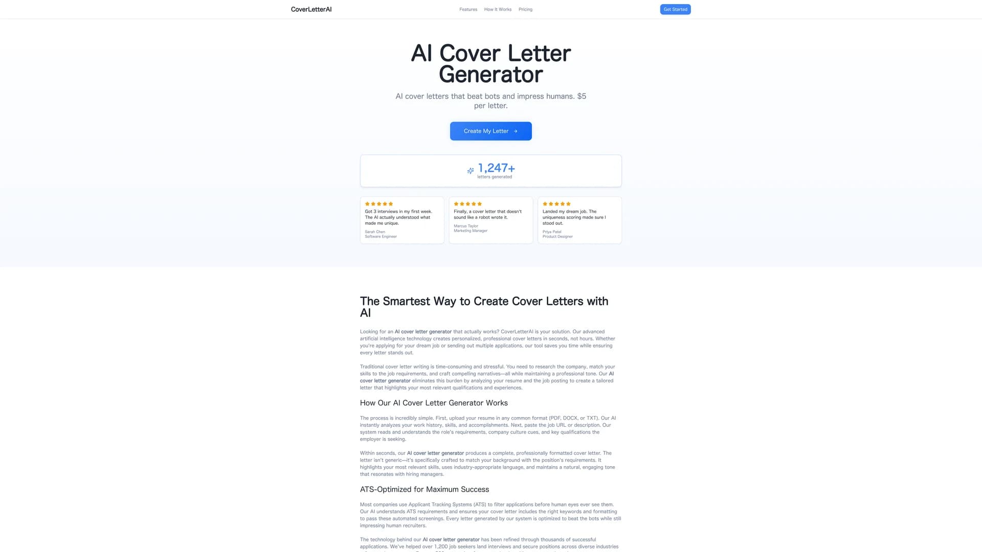 instant-job-cover-letters-with-ai homepage