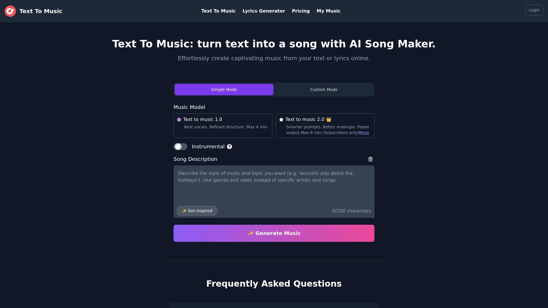 inthesong homepage